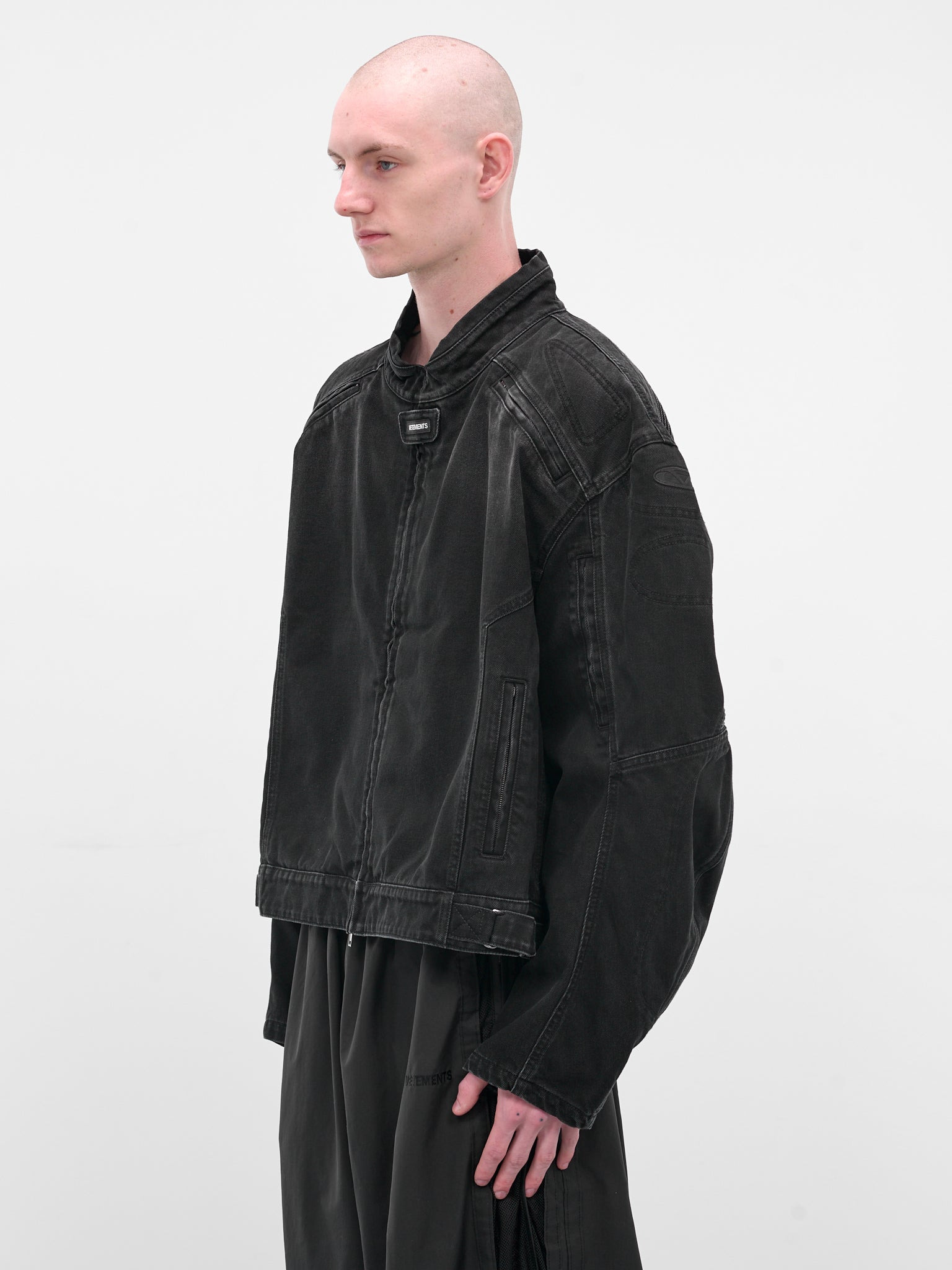 Black Racing Denim Zip Jacket - 2