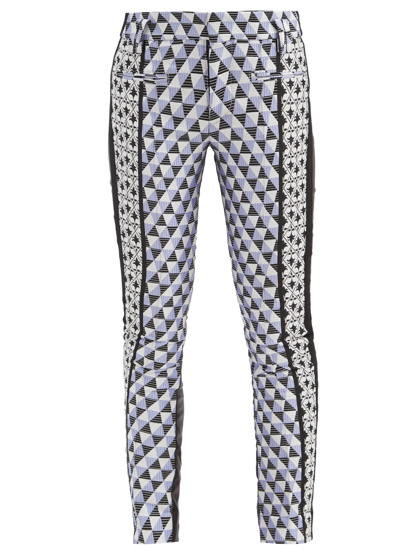 Triangle-check jacquard and leather trousers - 1