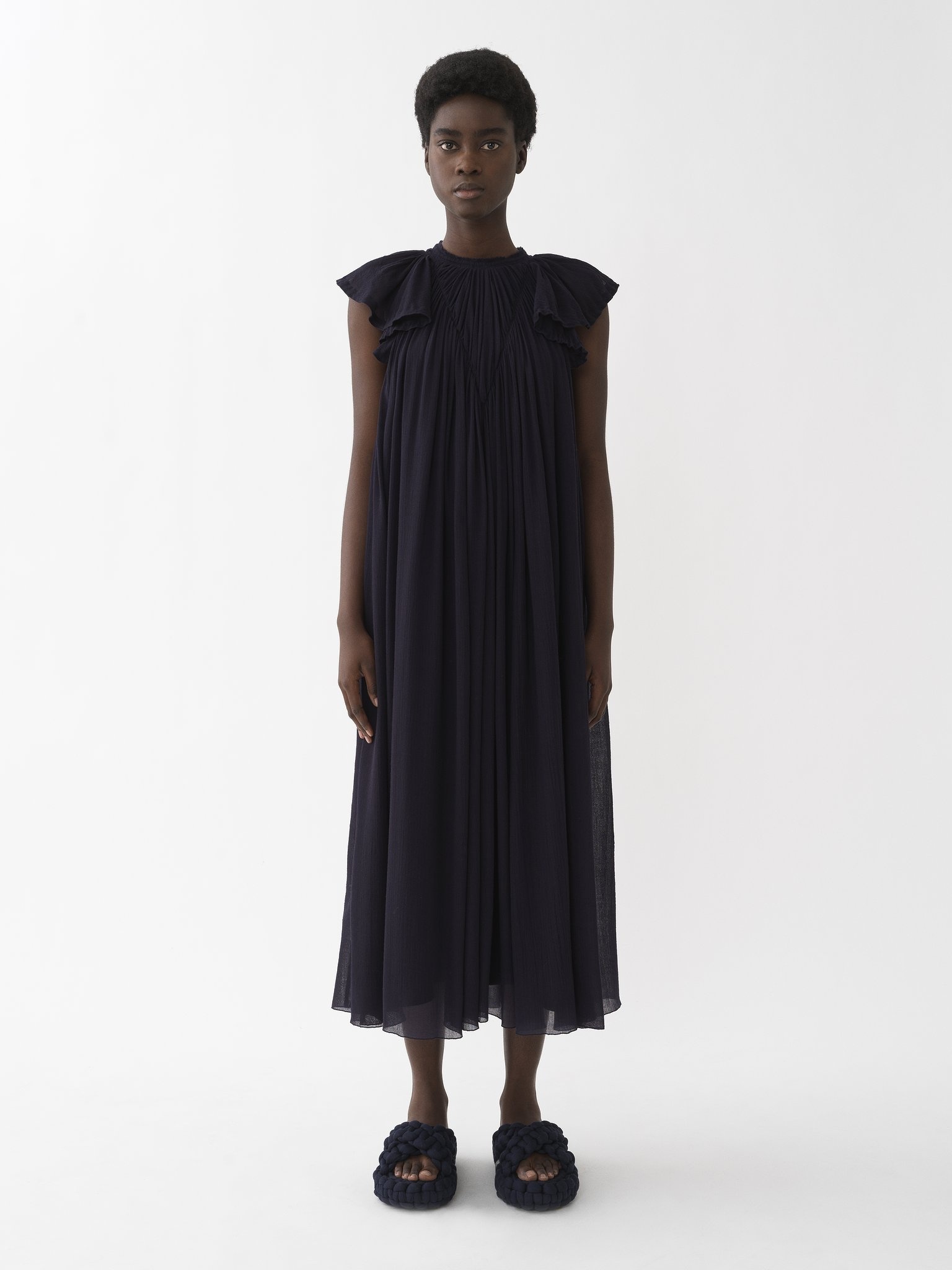 GATHERED CAP-SLEEVE DRESS - 2