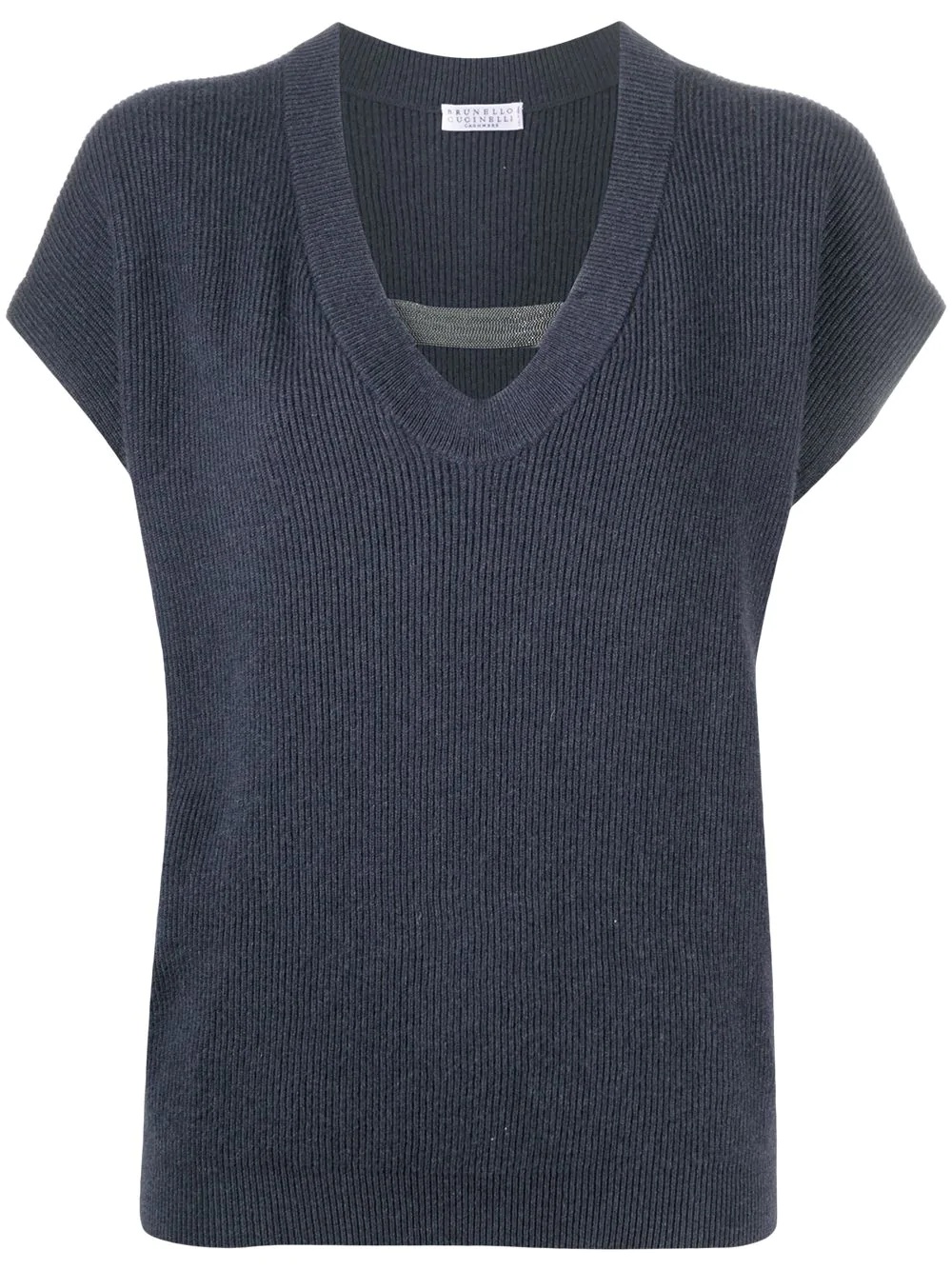 monili-neckband cashmere sleeveless top - 1