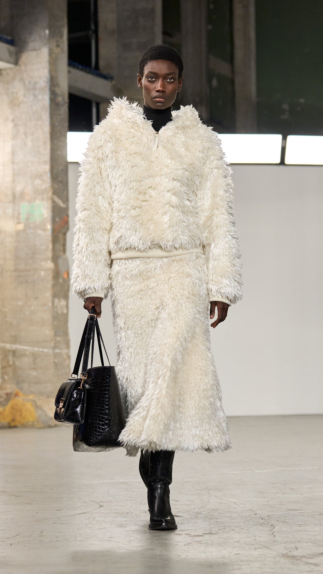Orlando Hoodie in Ivory Silk Fur - 2