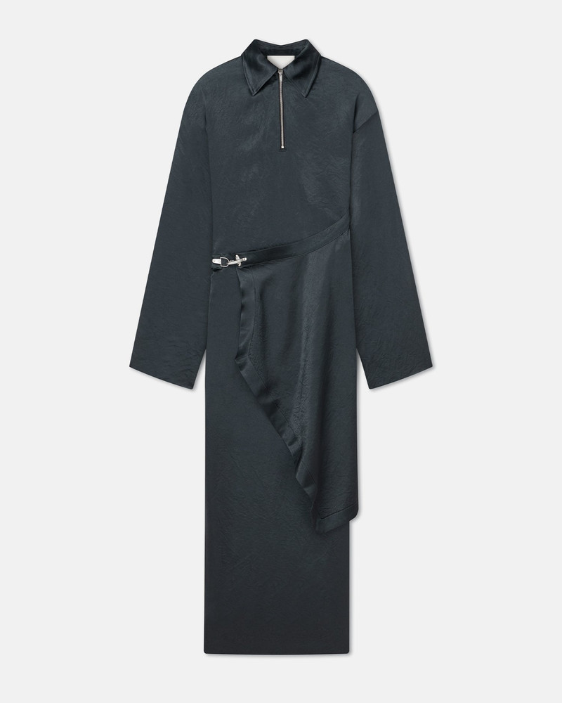 Draped Crinkled Satin Midi Dress - 1