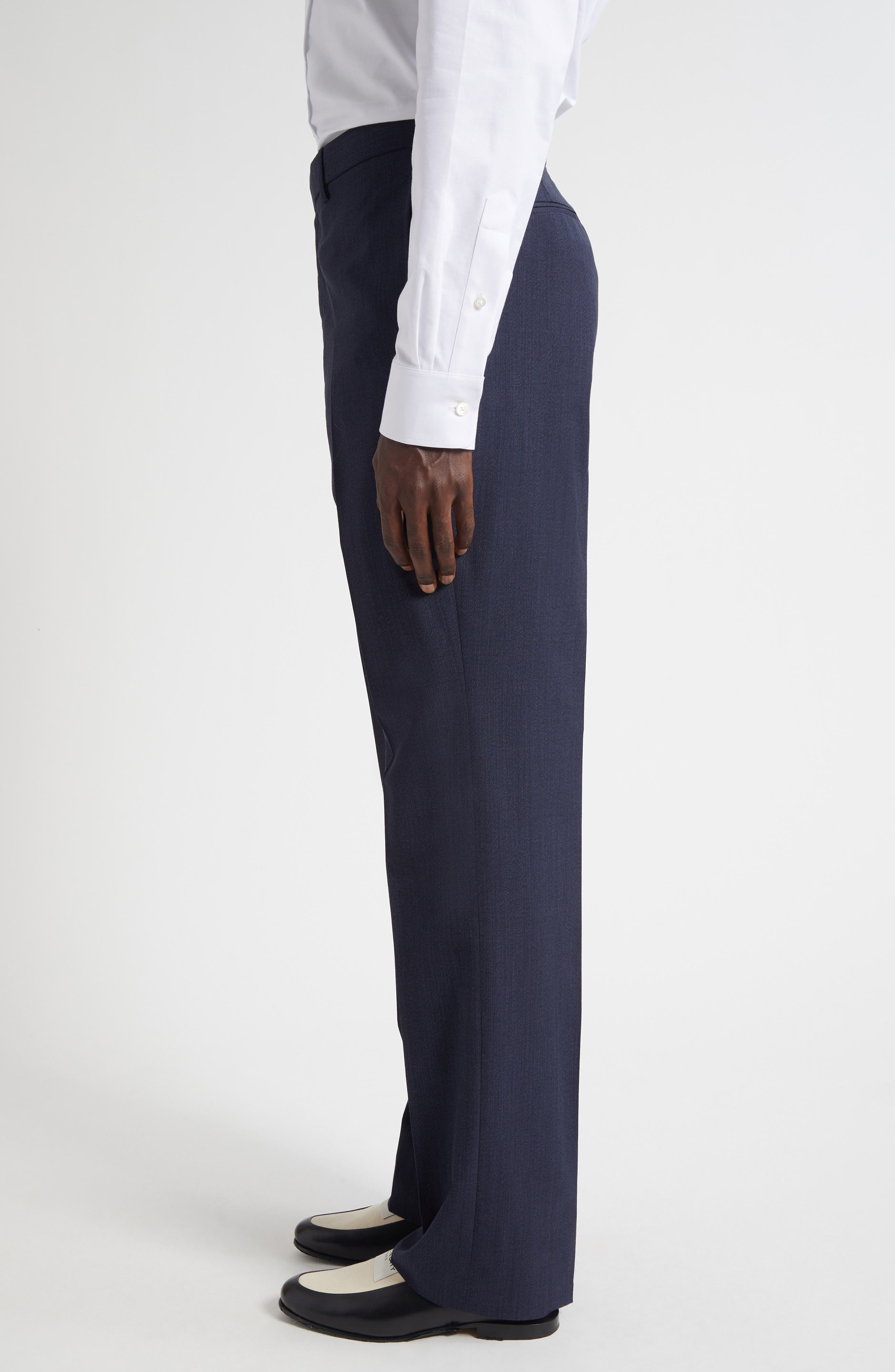 Givenchy Classic Fit Wool Trousers in Dark Blue at Nordstrom - 4