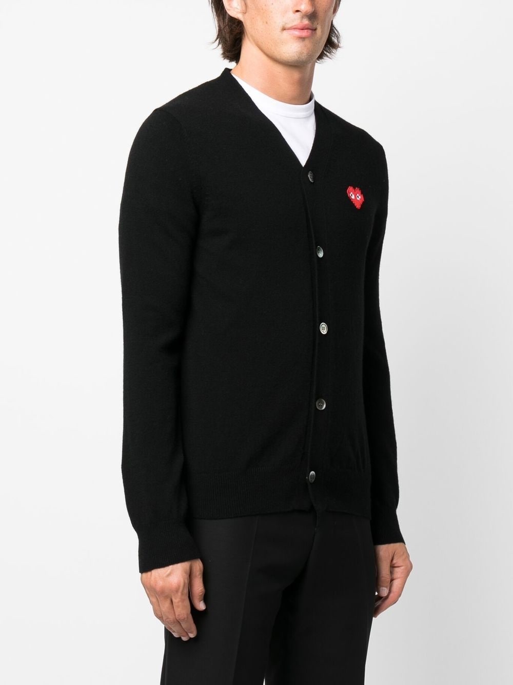 logo-patch fine-knit cardigan - 3