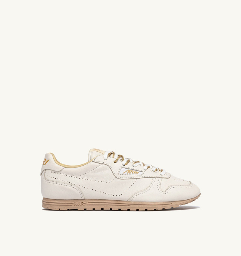 WINDSPIN SNEAKERS IN WHITE AND GOLD NAPA LEATHER 1