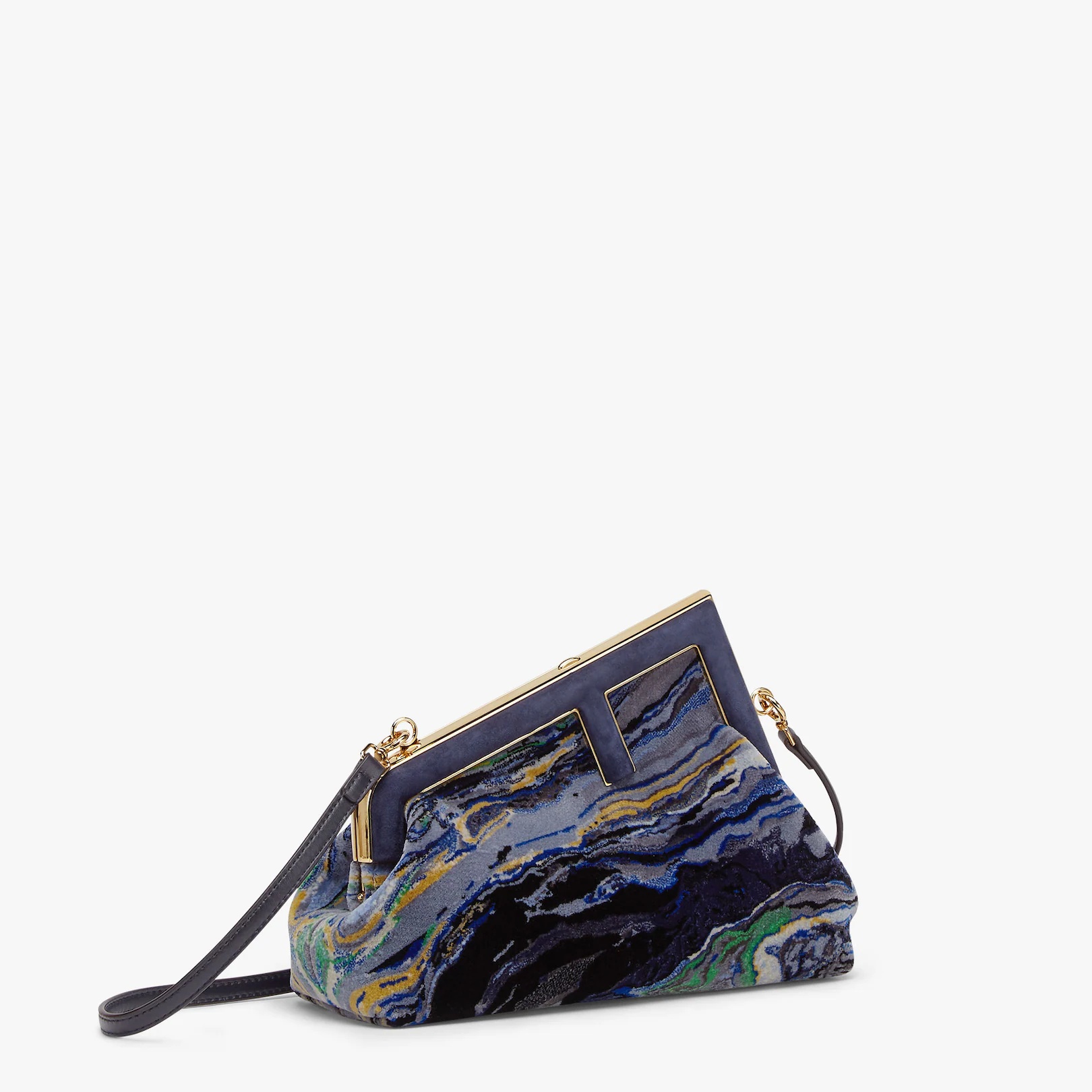 Blue marbled fabric bag - 2