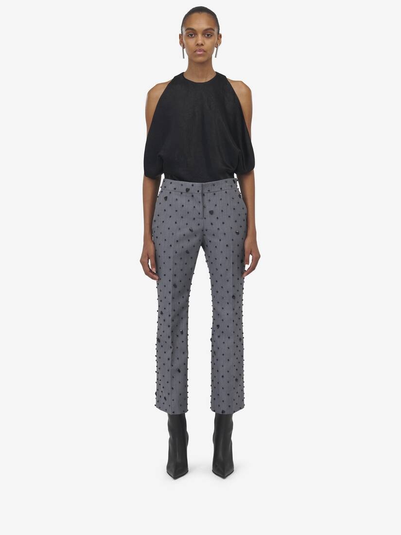Cosmic Stone Embroidery Cropped Trousers - 3