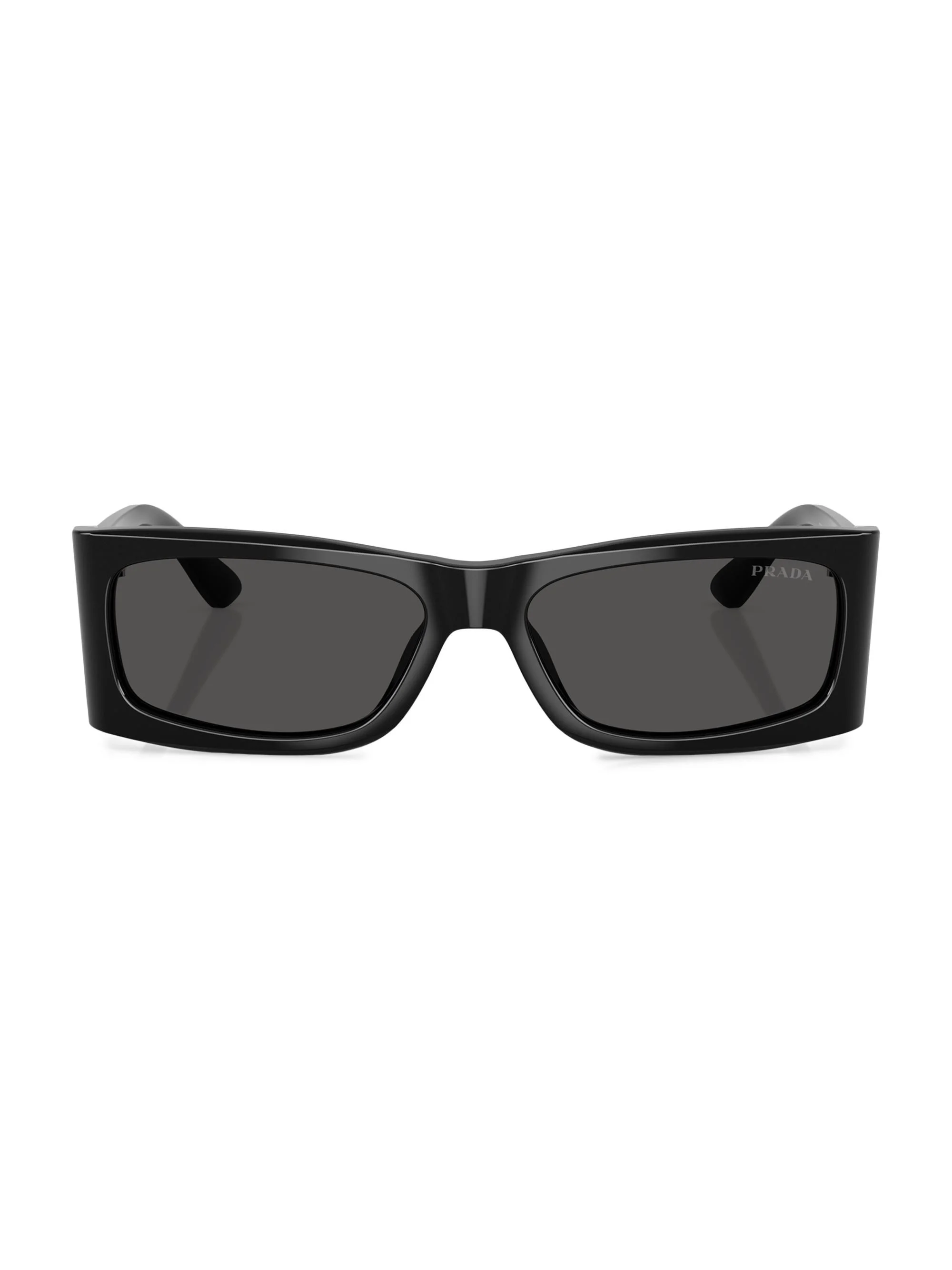 Men's 56MM Rectangular Sunglasses - Black - 1
