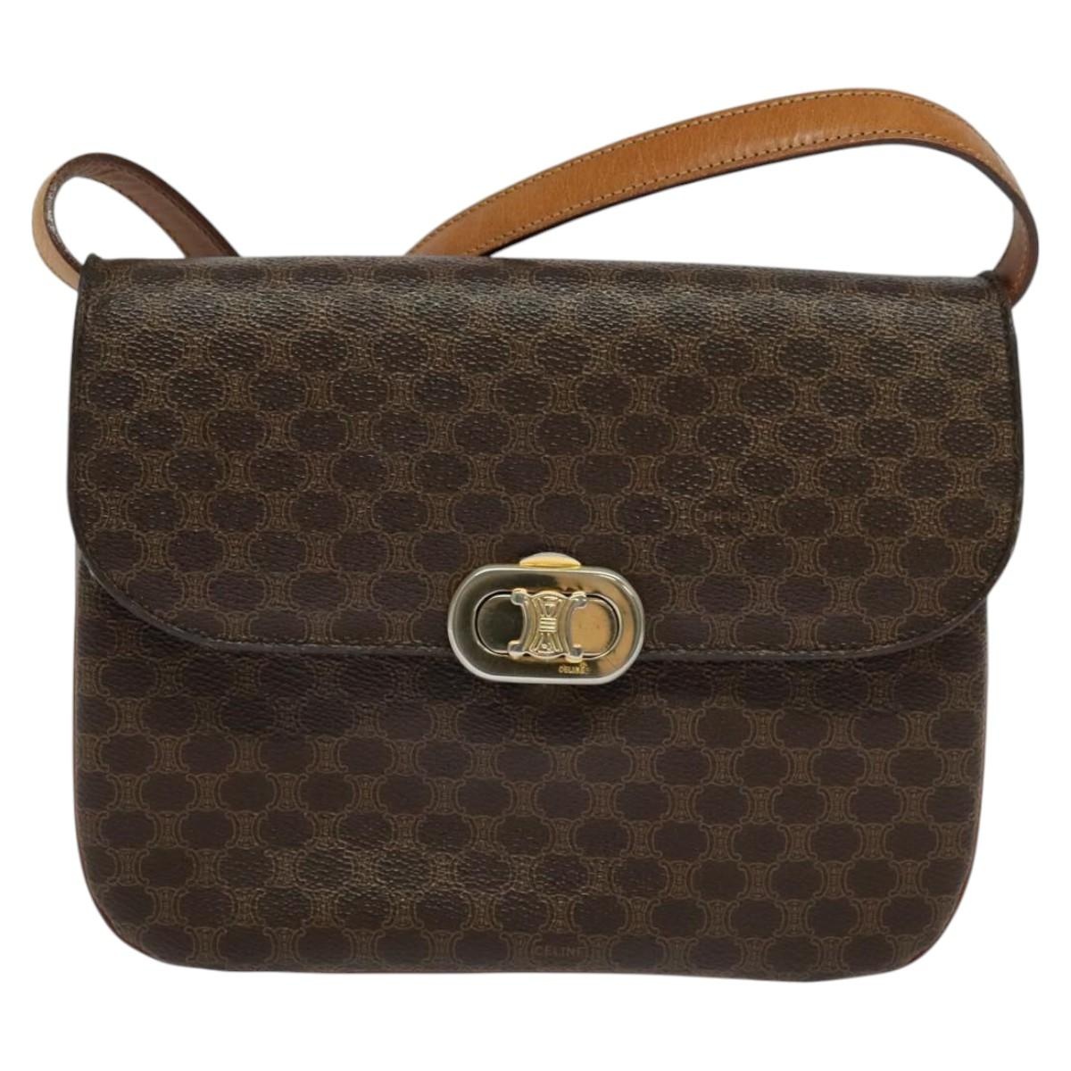 CELINE Macadam Canvas Shoulder Bag Pvc Leather Brown - 13