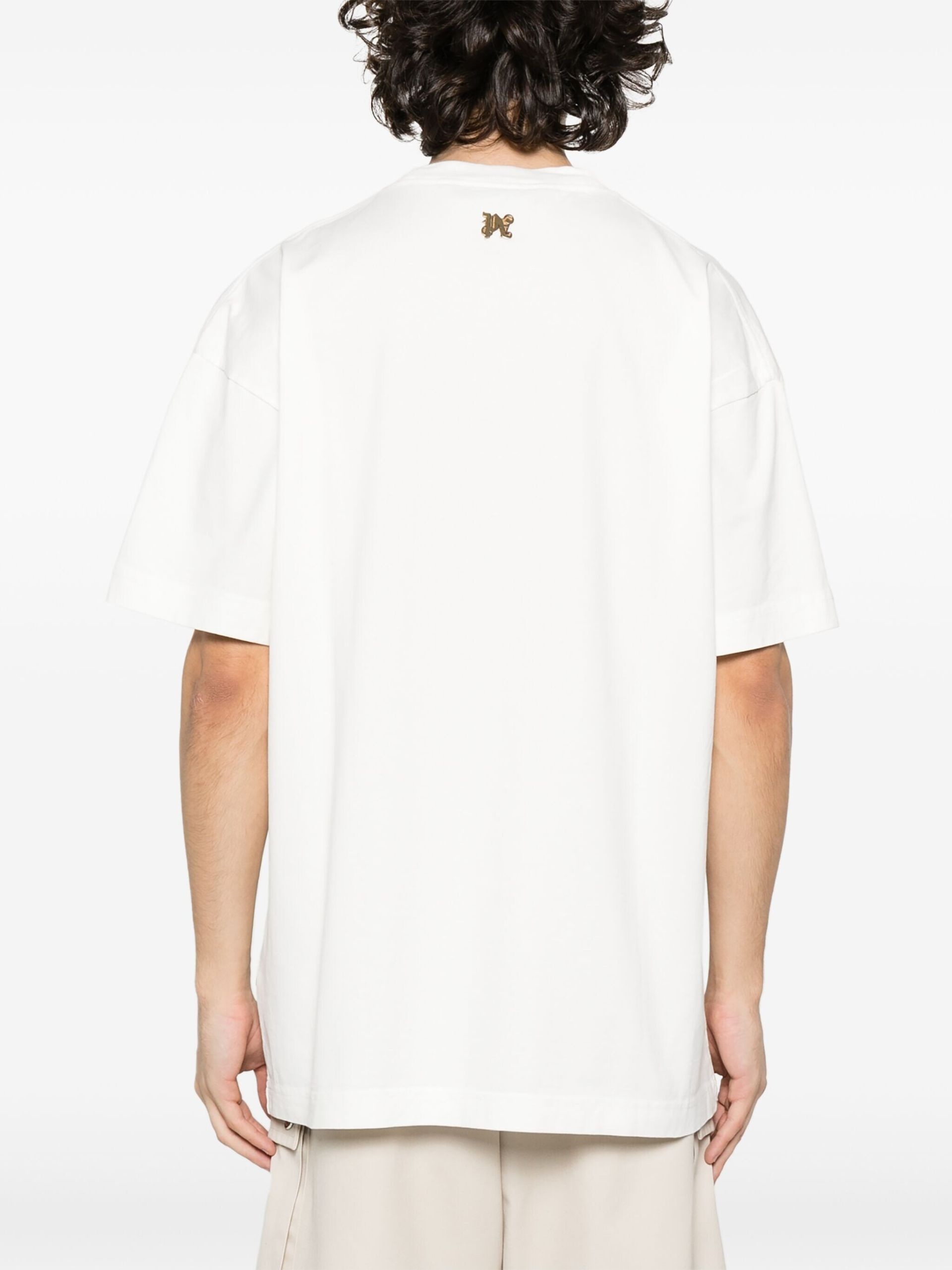 White Burning-print cotton T-shirt - 4