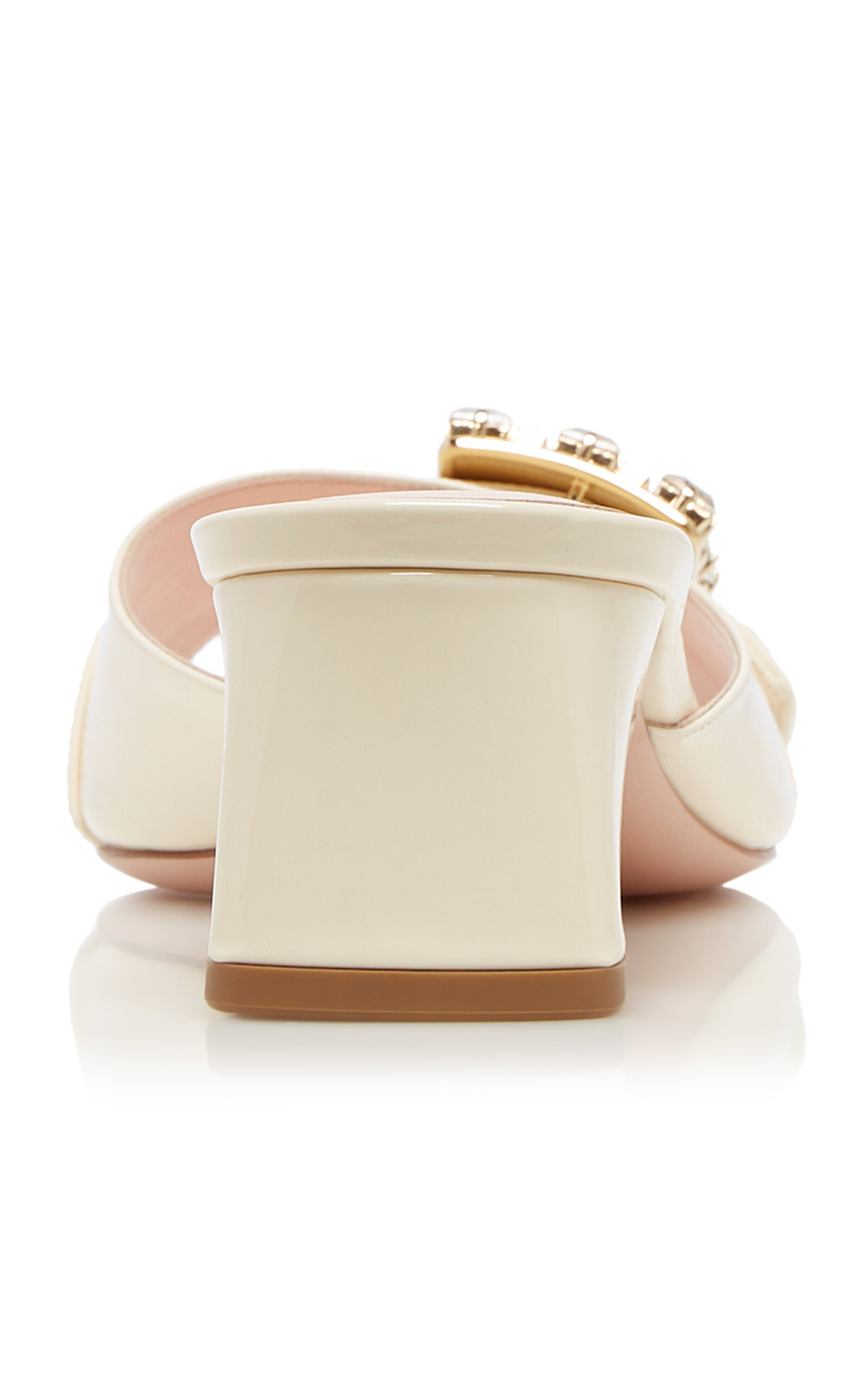 Bikiviv Buckle-Embellished Patent Leather Mules white - 4