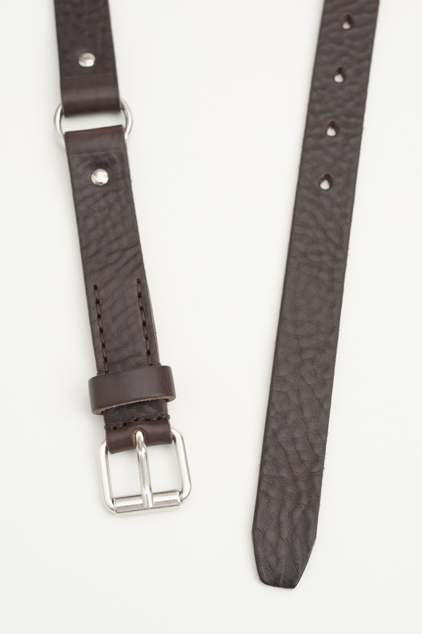 2,5 cm Ring Belt Grizzly Brown Leather - 2