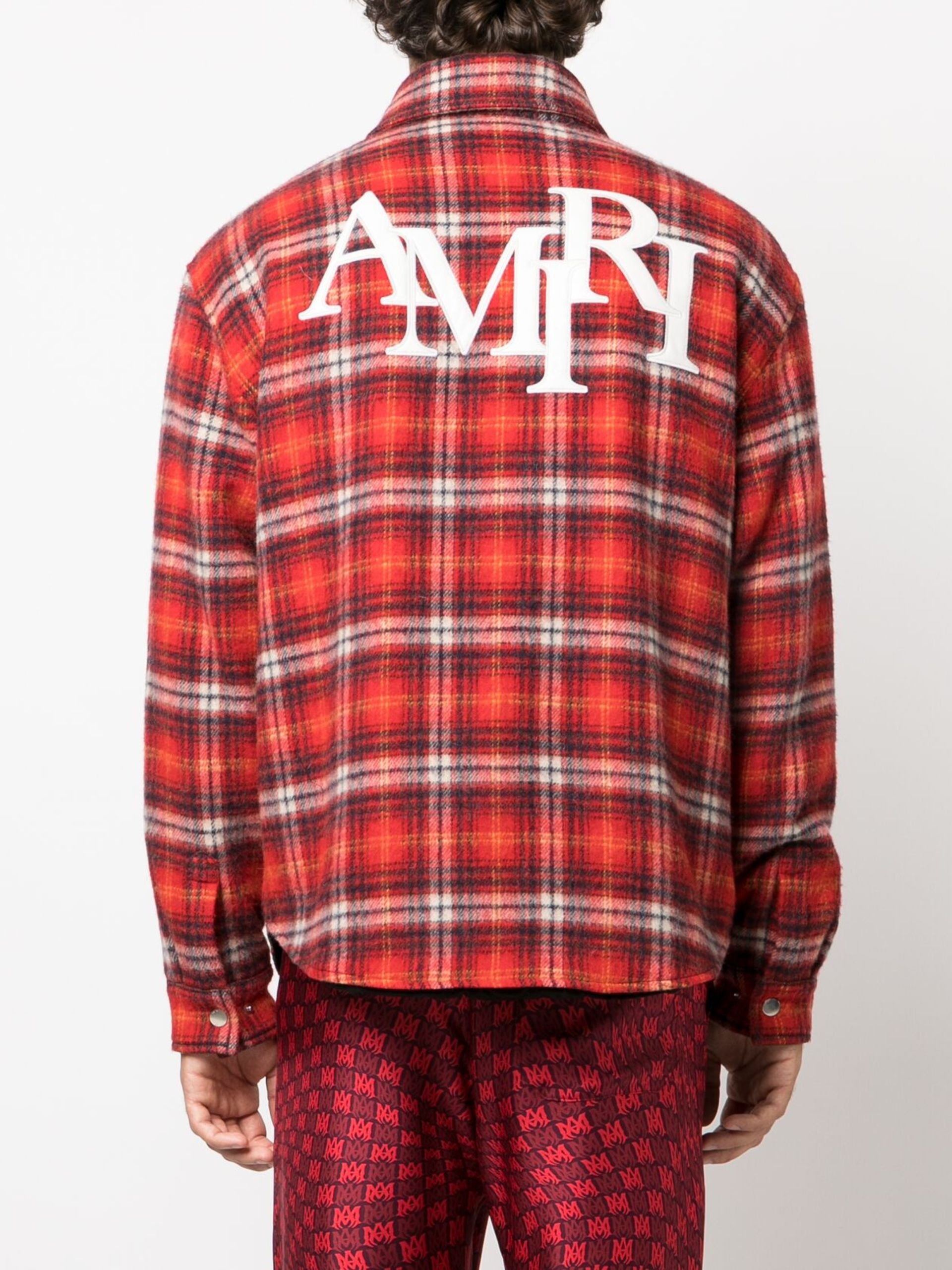 X Browns Red Plaid-check Wool Shirt - 4