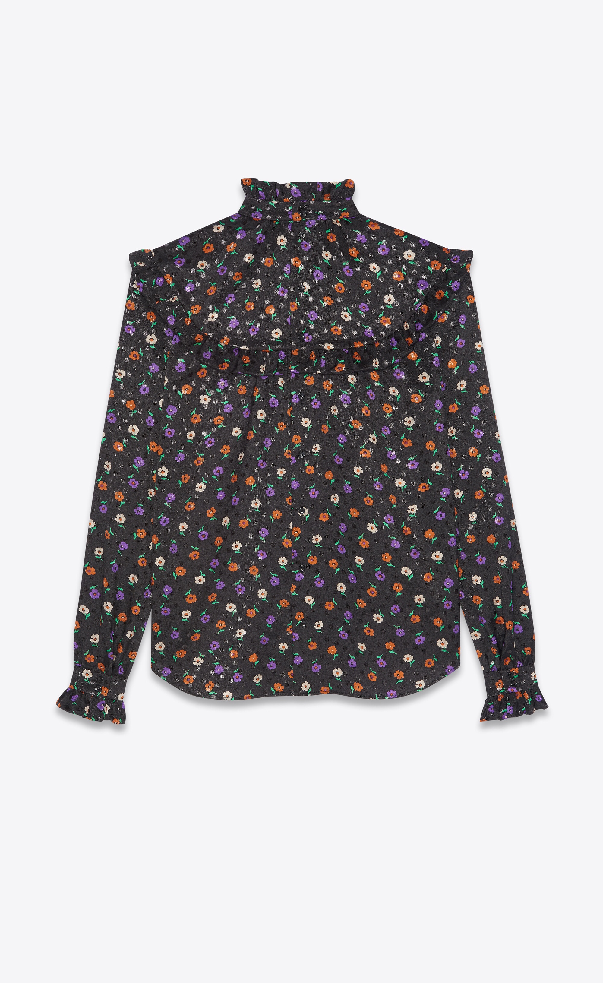 blouse in matte and shiny lamé floral silk - 2