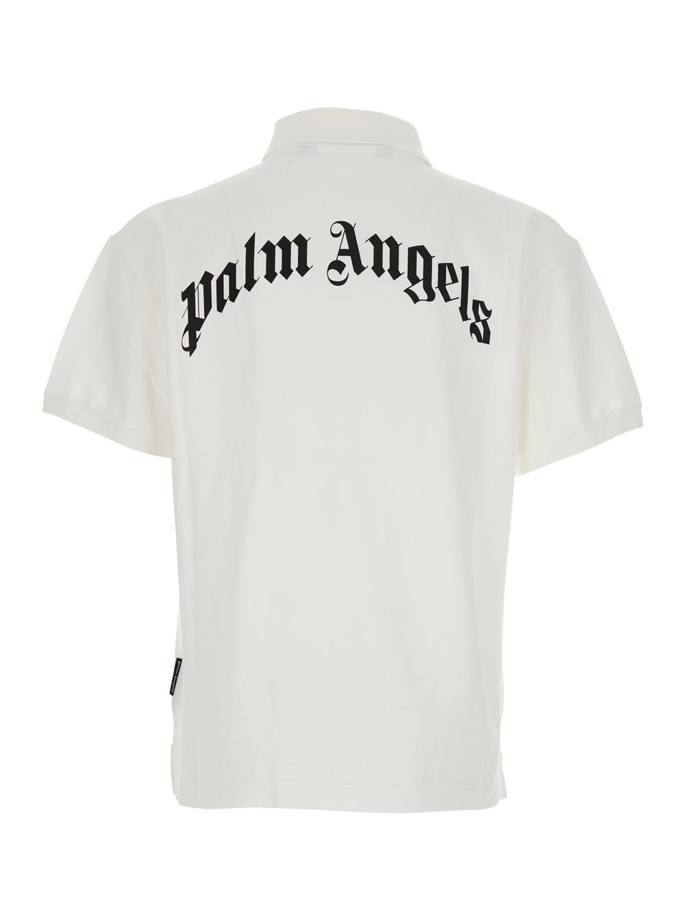 Palm Angels Men White Polo Shirt With Logo Lettering On Front And Rear In Cotton Piquet Man - 2
