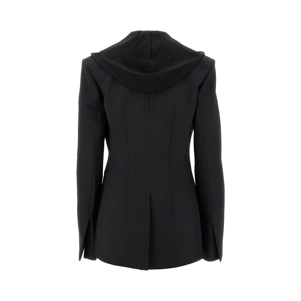 WOOL-BLEND JACKET WITH GEORGETTE HOOD - 3