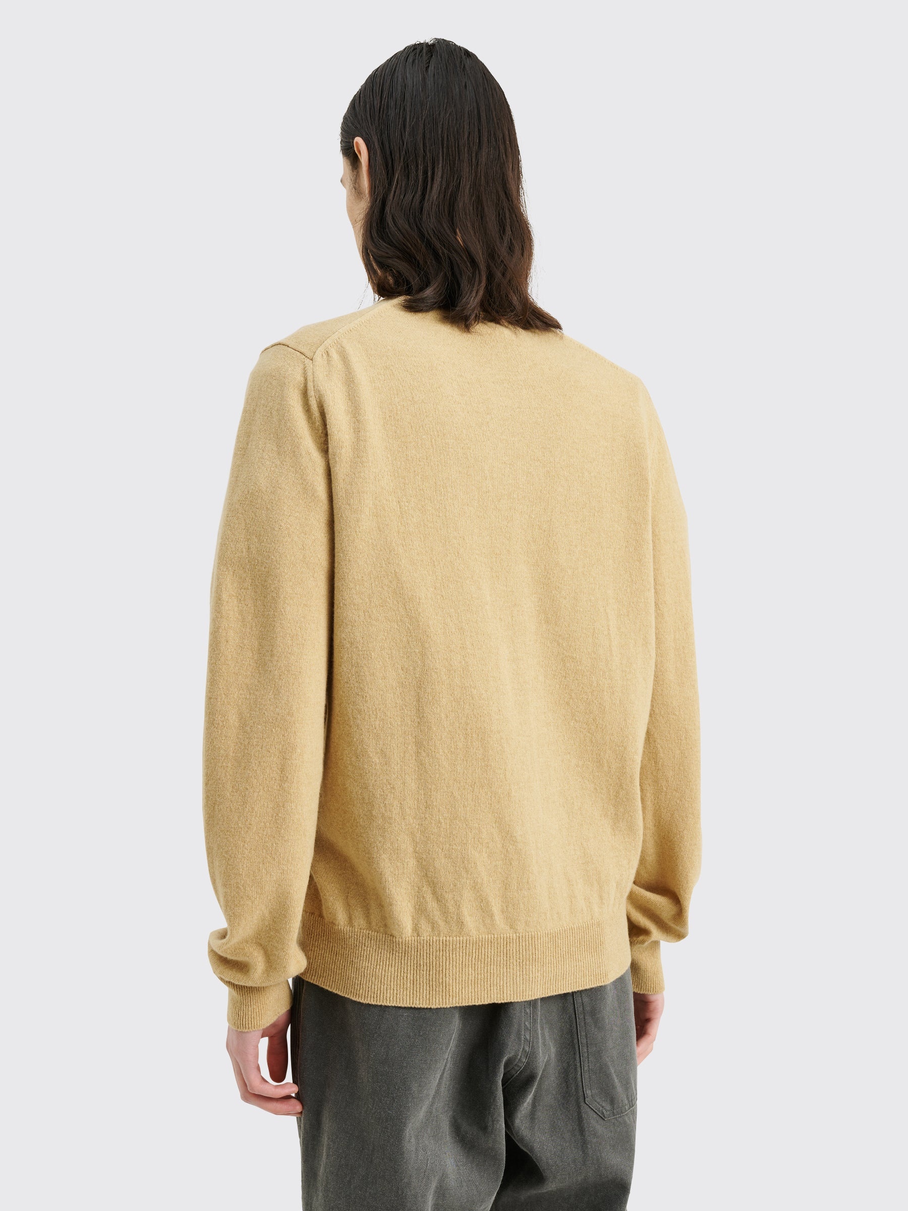 COMME DES GARÇONS PLAY SMALL HEART KNITTED CARDIGAN LIGHT CAMEL - 4