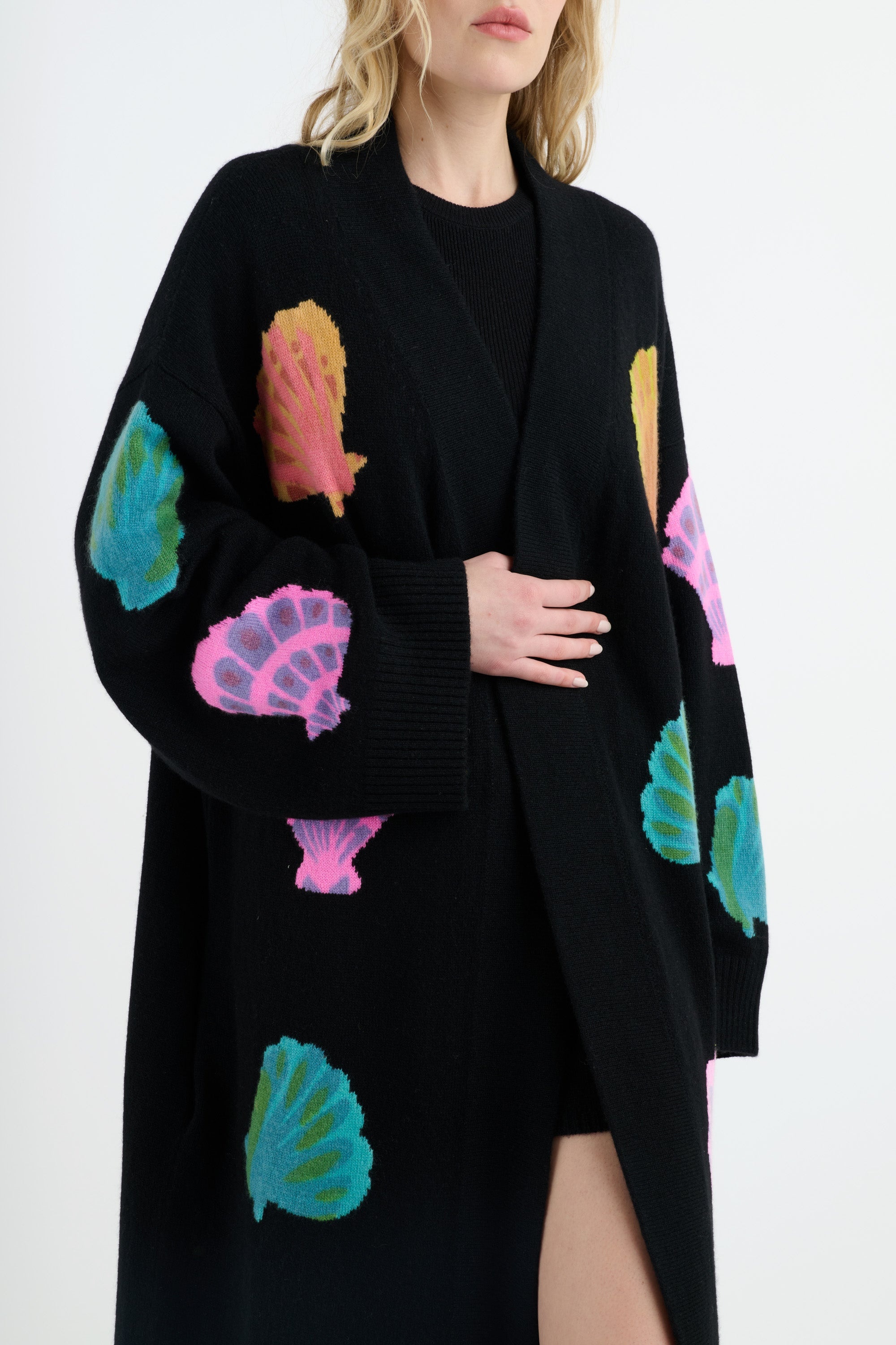 WATERCOLOR SHELL SLOUCHY CARDI - 3