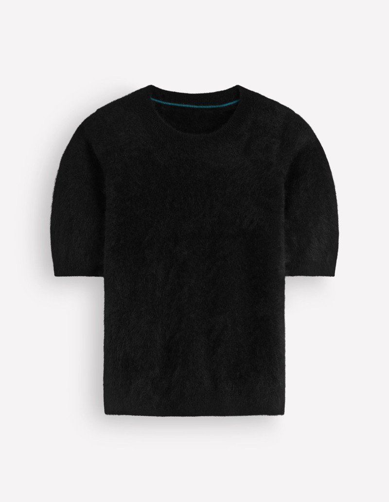 Kat Brushed Cashmere T-shirt-Black - 1