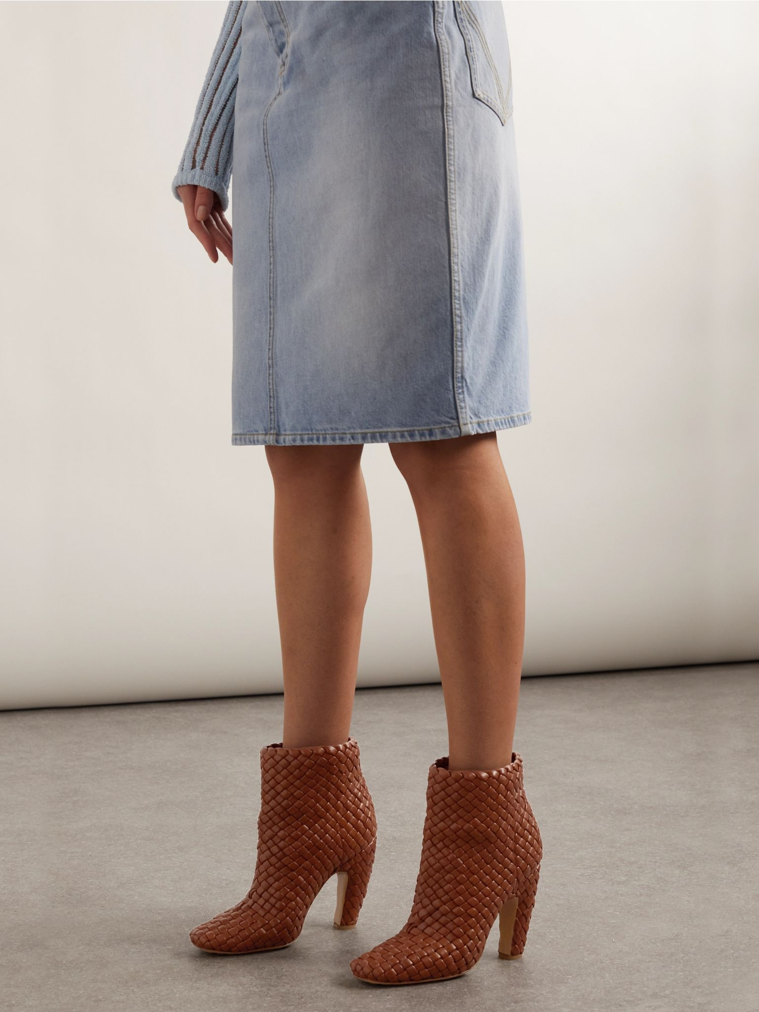 Mini Lido intrecciato leather ankle boots Brown - 2