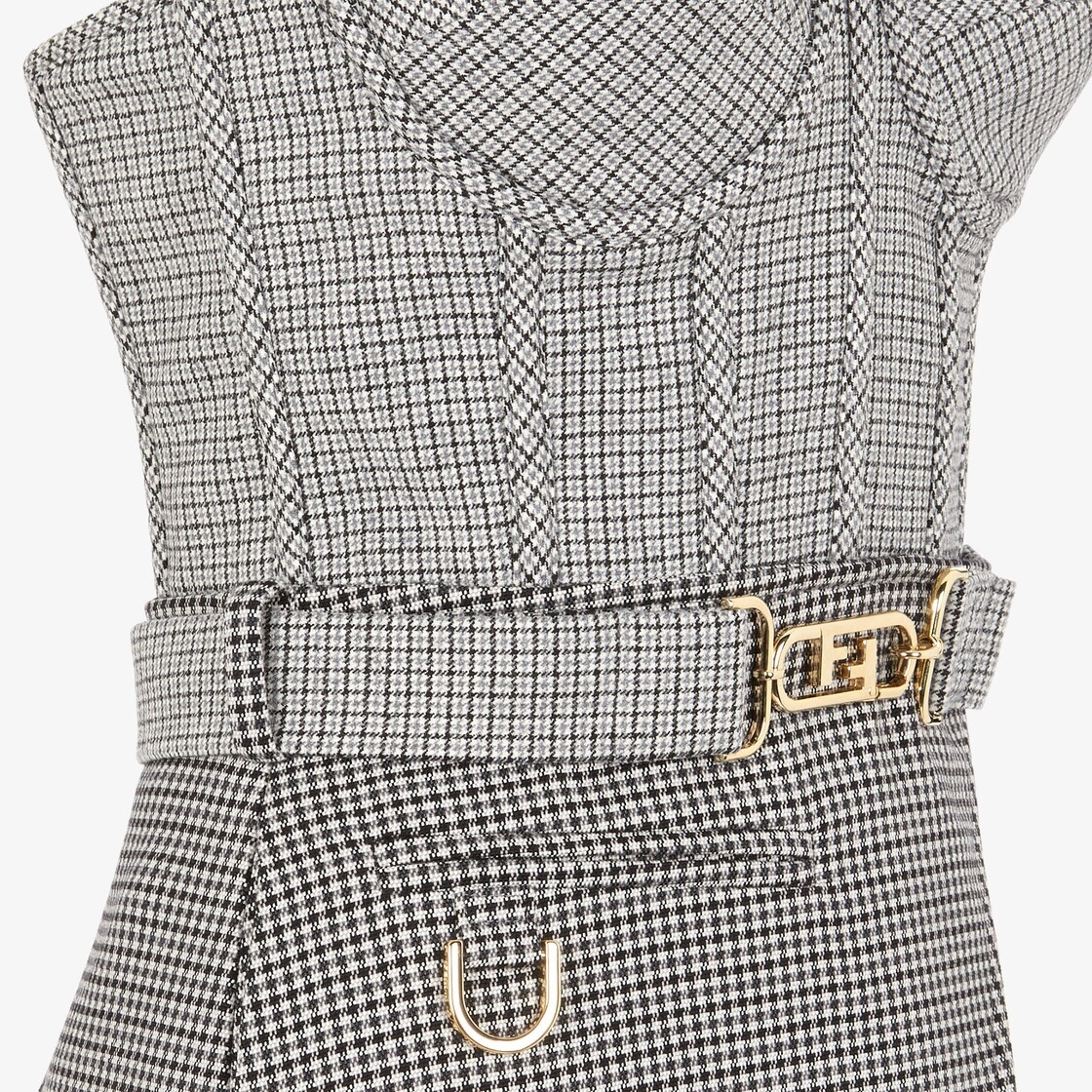 Gray wool houndstooth bustier - 3