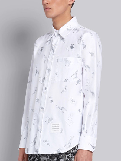 Thom Browne White Cotton Oxford Multi-icon Embroidered Straight Fit Long Sleeve Shirt outlook