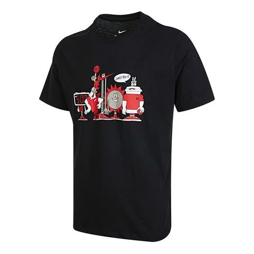 Men's Nike Cartoon Printing Cozy Round Neck Casual Short Sleeve Black T-Shirt DN3004-010 - 1