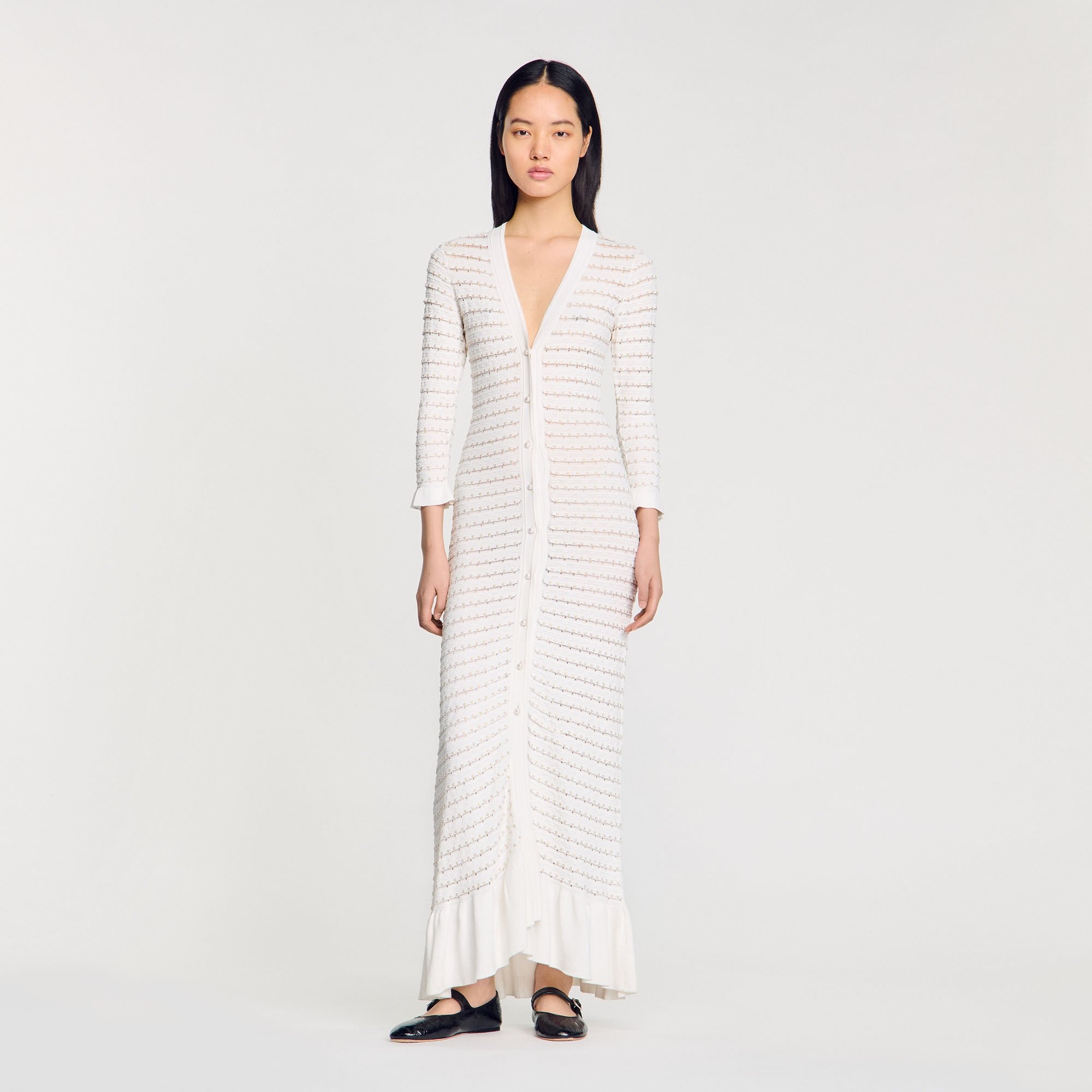 MAXI DRESS WITH PEARL DETAILS - 2