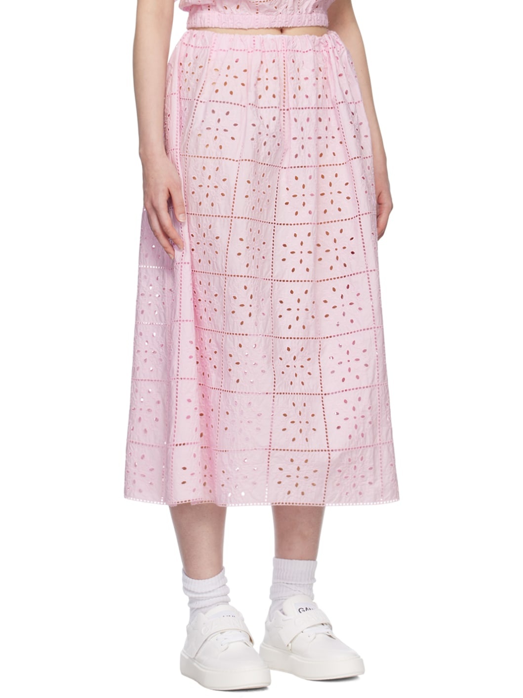 Pink Elasticized Midi Skirt - 2