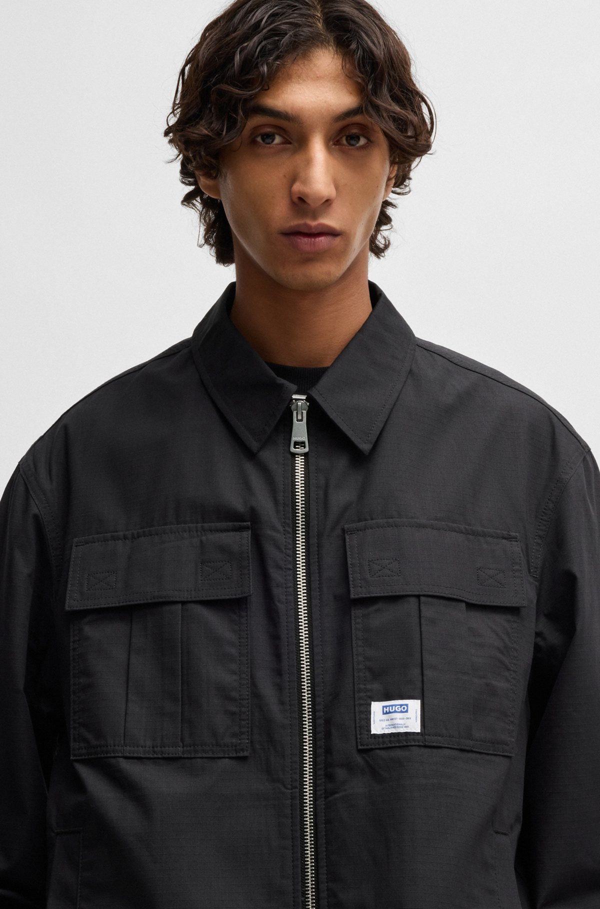 RIPSTOP-COTTON REGULAR-FIT JACKET WITH LOGO LABEL - 5