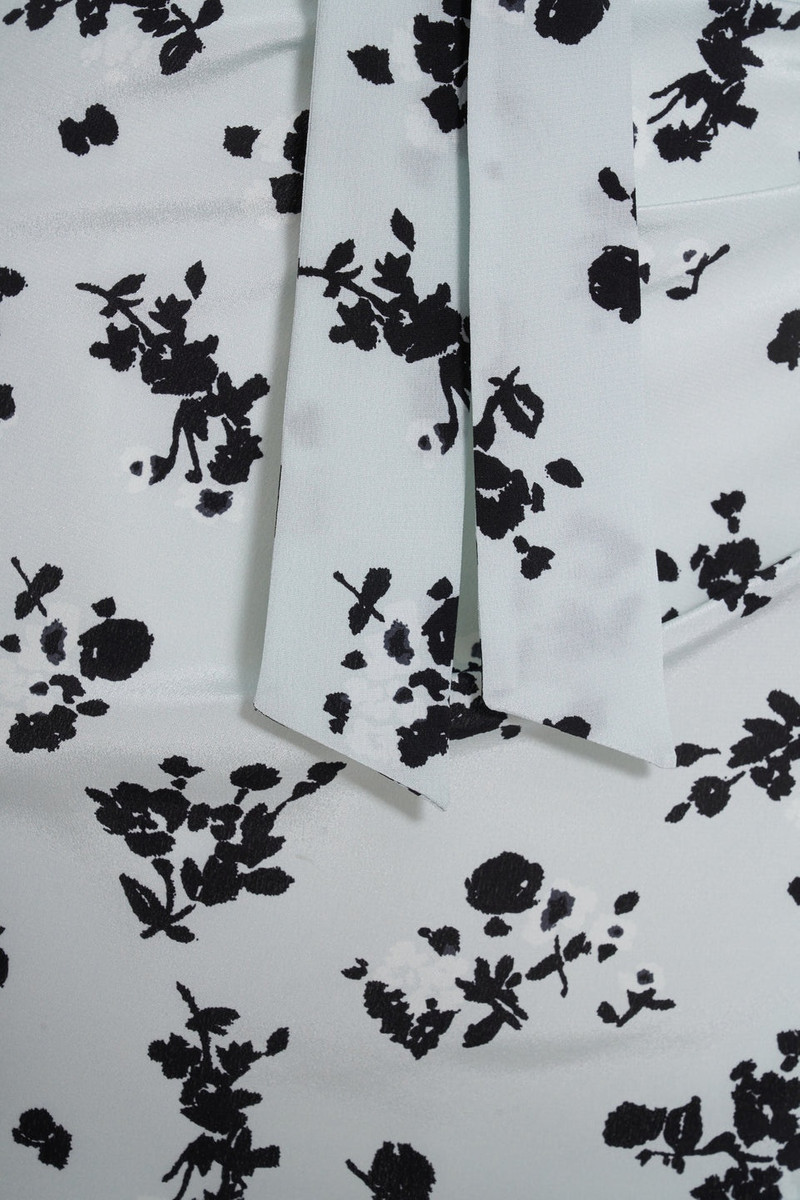 ROSE PRINT SILK OFF THE SHOULDER MINI DRESS 3