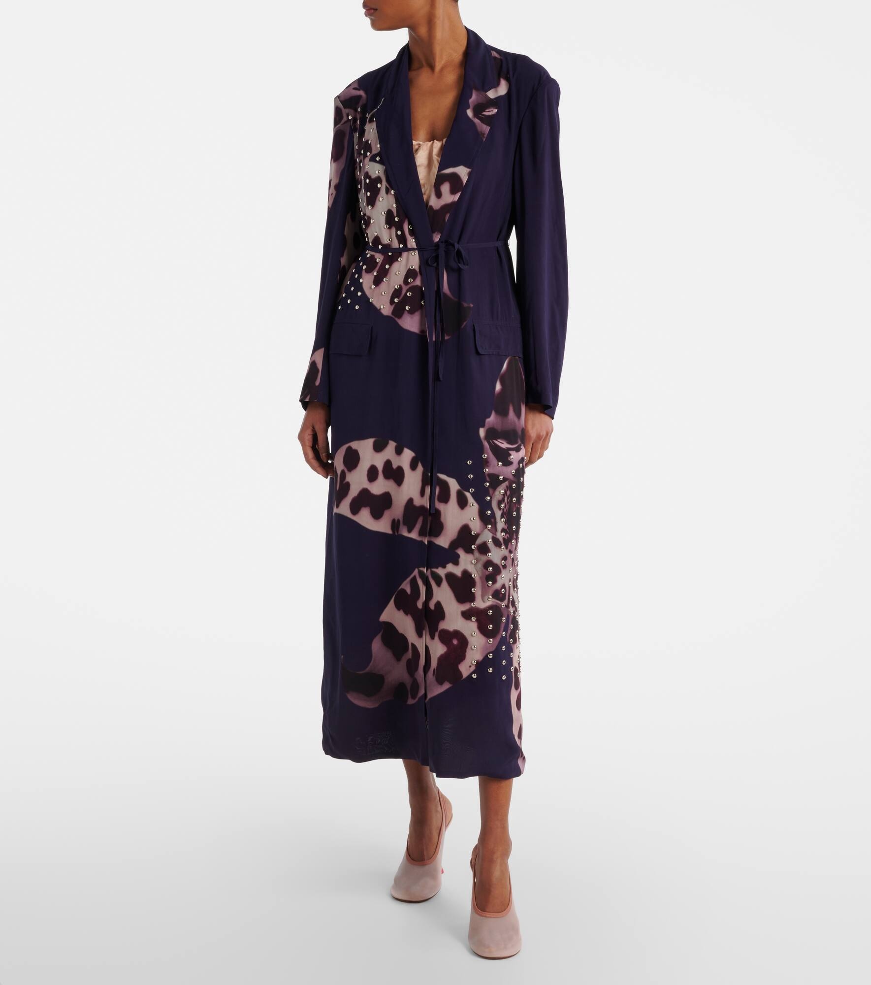 Printed embellished wrap dress - 6