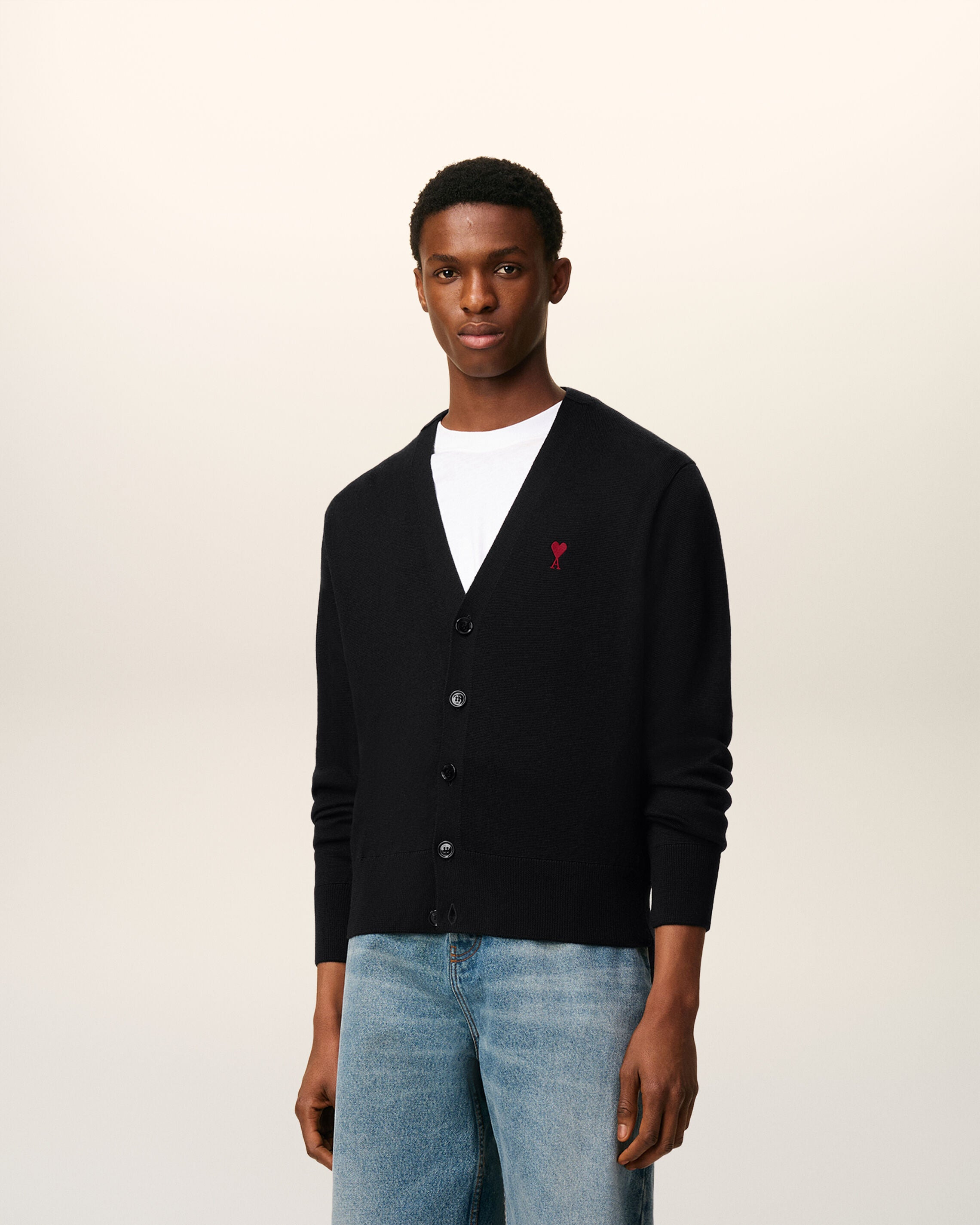 BLACK WOOL AMI DE COEUR CARDIGAN - 2