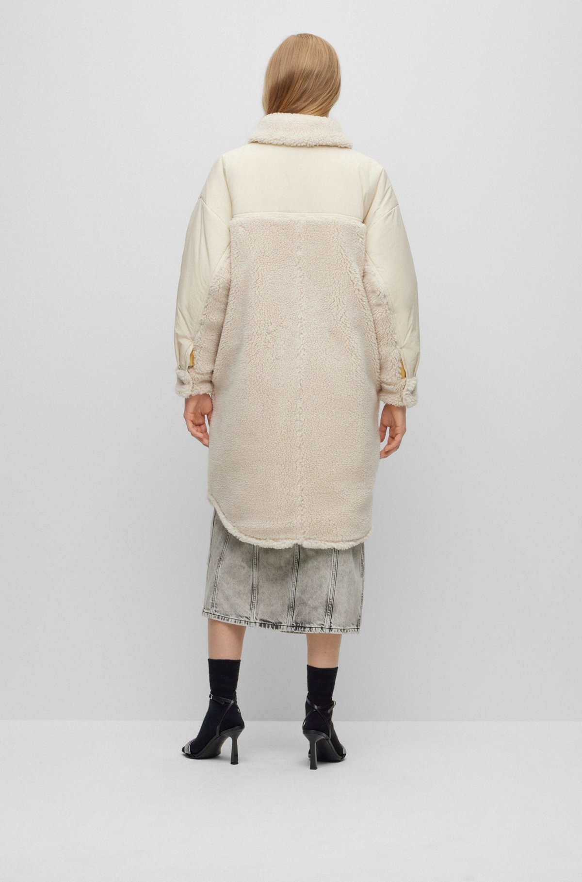 OVERSIZE-FIT JACKET IN MIXED MATERIALS WITH QUILTED LINING - 4