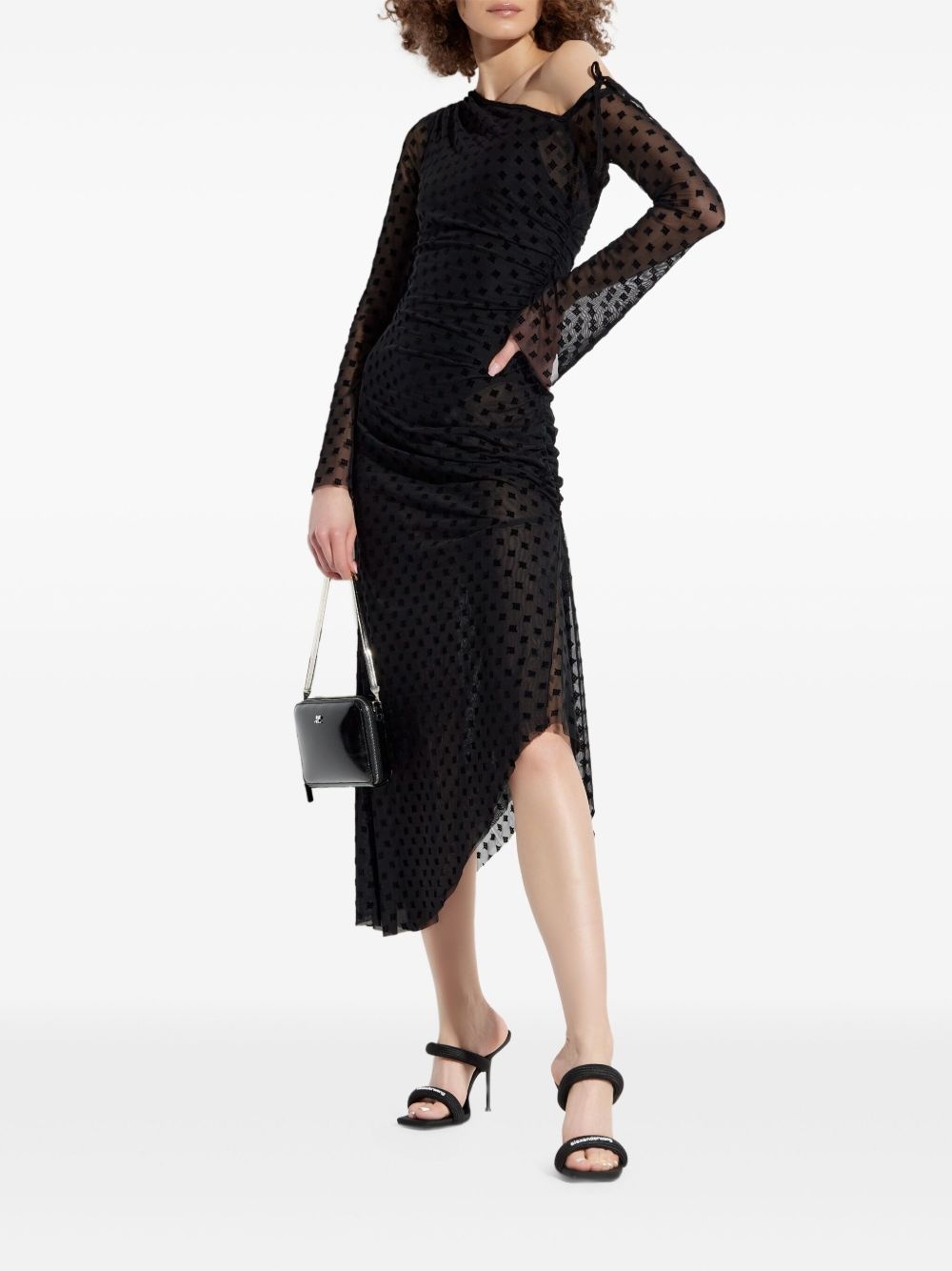logo-flocked midi dress - 2