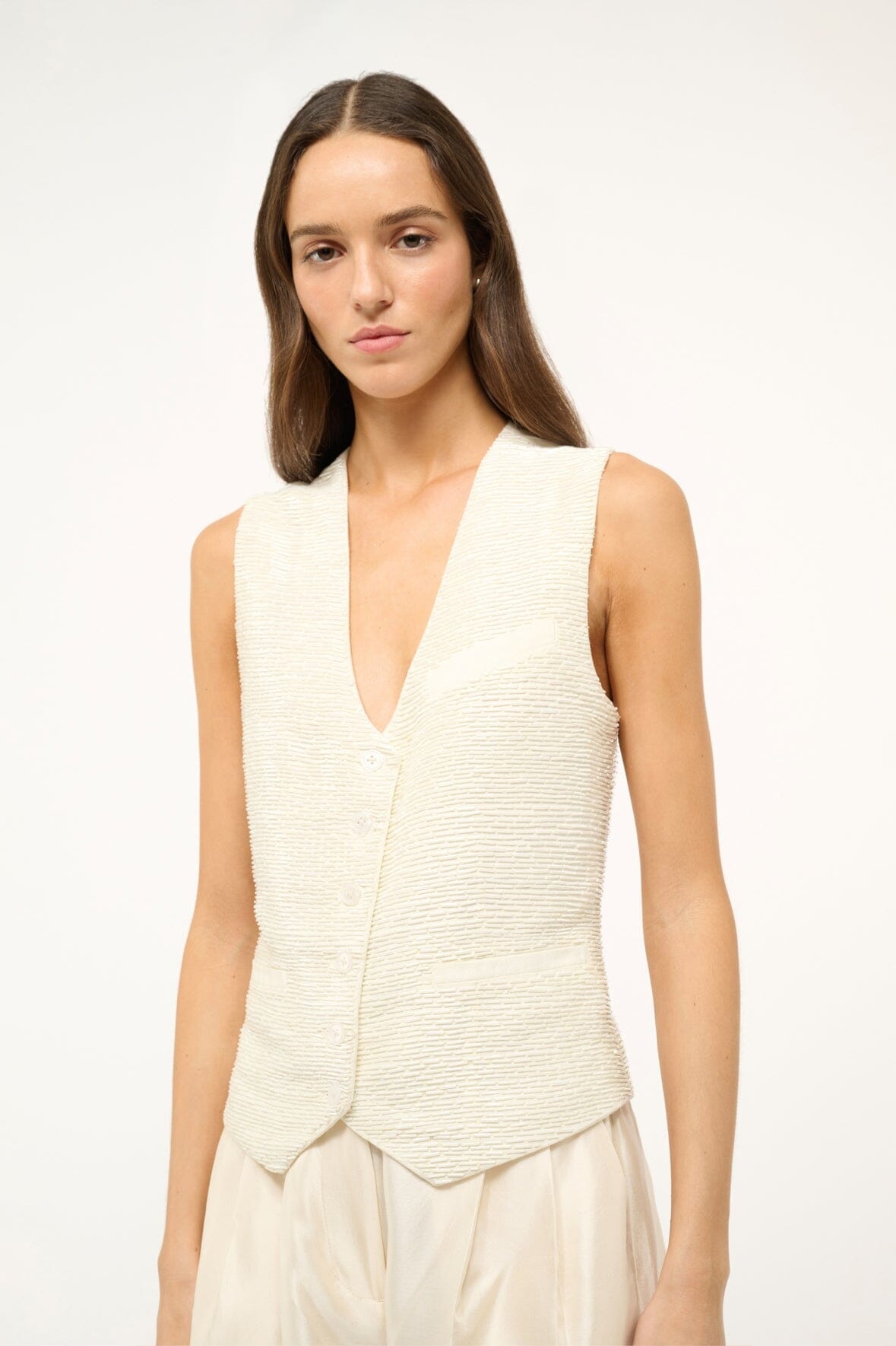 STAUD BRETT VEST IVORY - 5