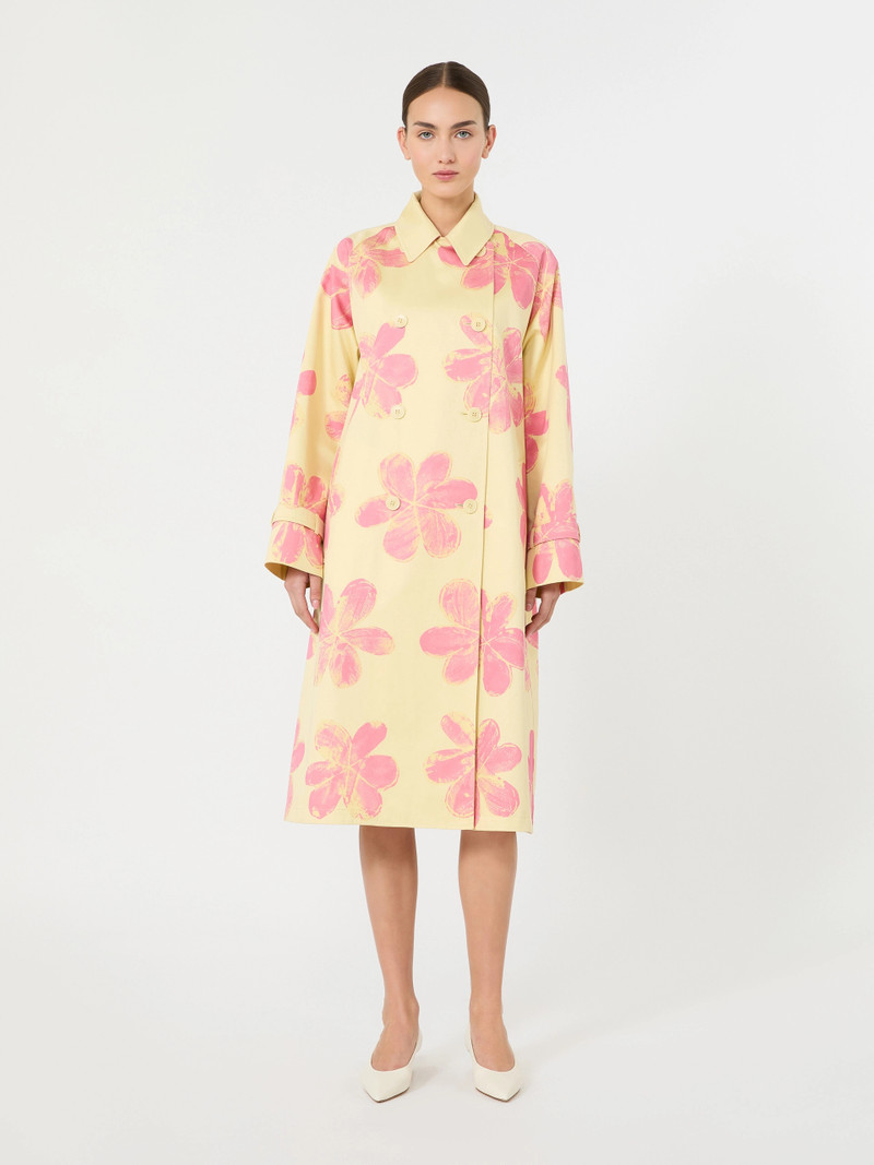 WKSRADIOSO Midi trench coat in patterned water-repellent gabardine - YELLOW 3