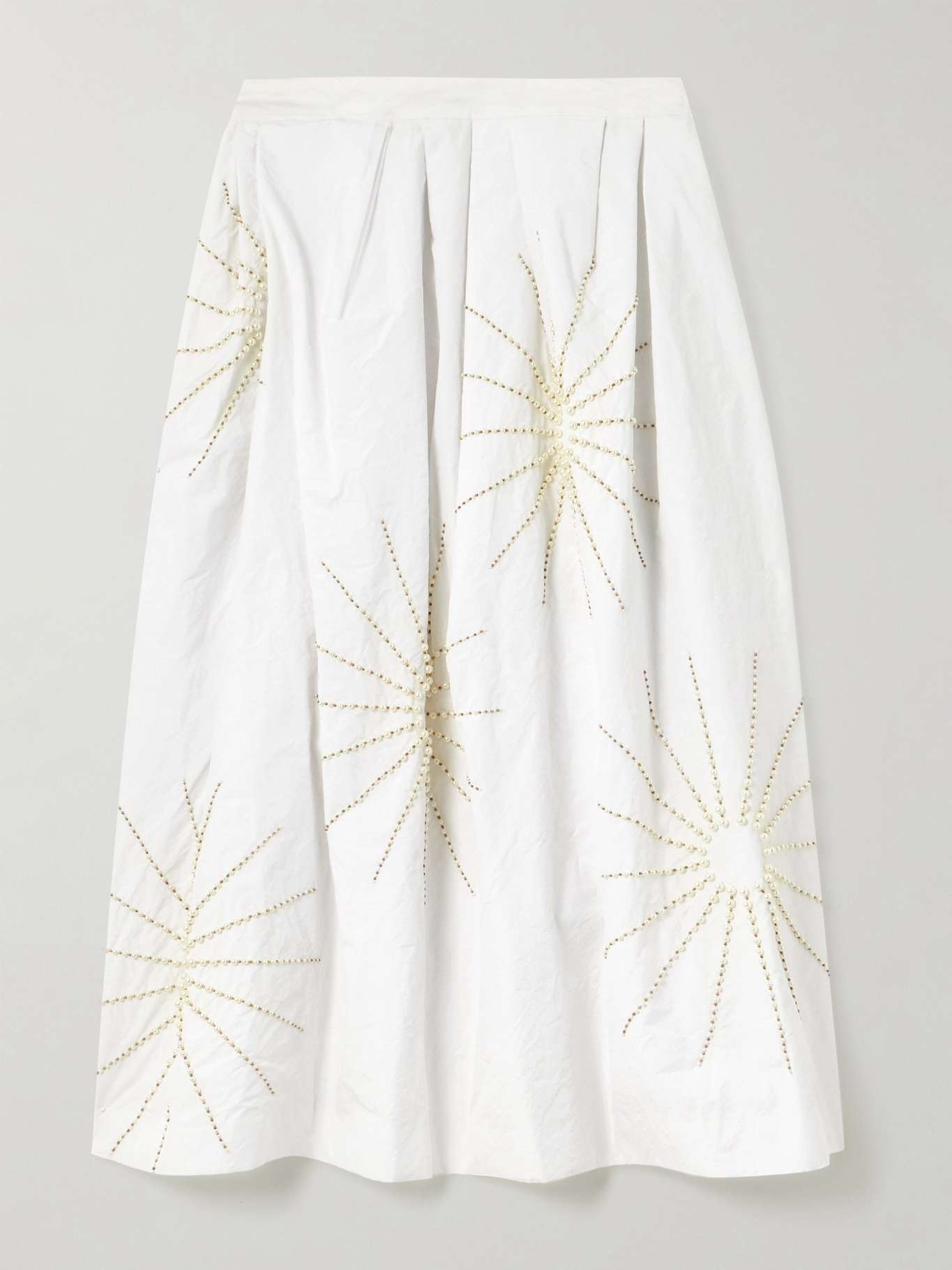 Embellished pleated taffeta midi skirt - 1