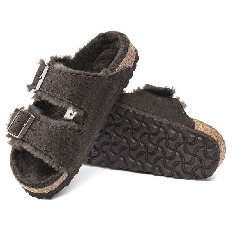 Birkenstock Arizona Shearling Suede Leather Narrow Fit Sandals 'Mocha' 1020528 4