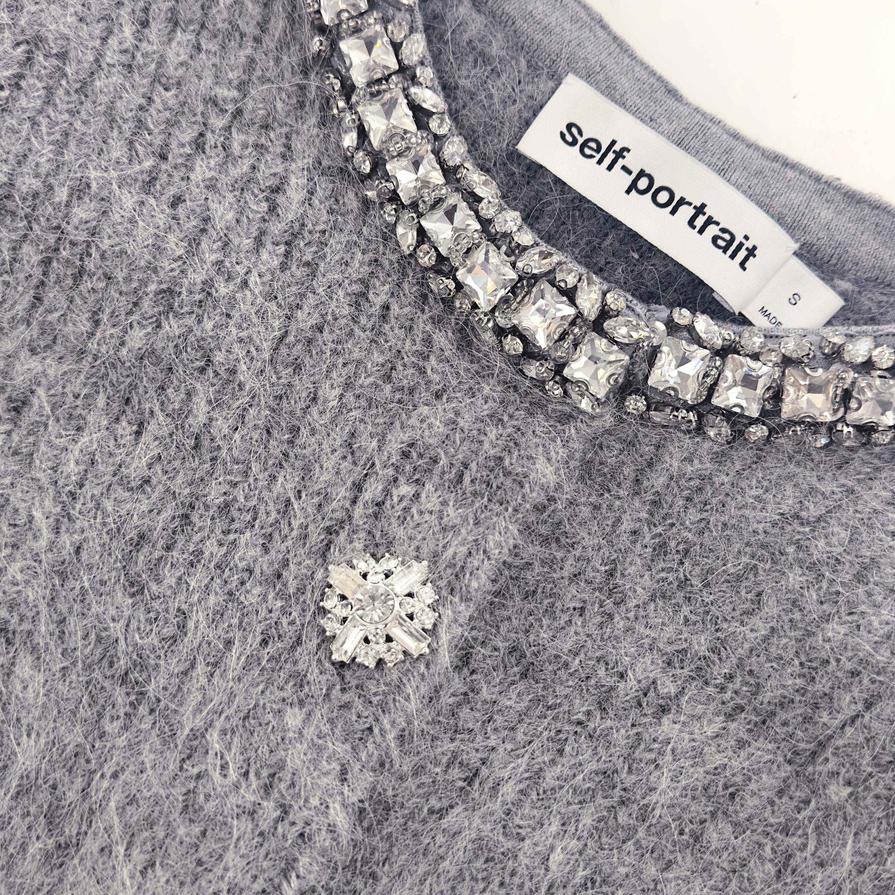 Grey Contrast Feather Cardigan - 5
