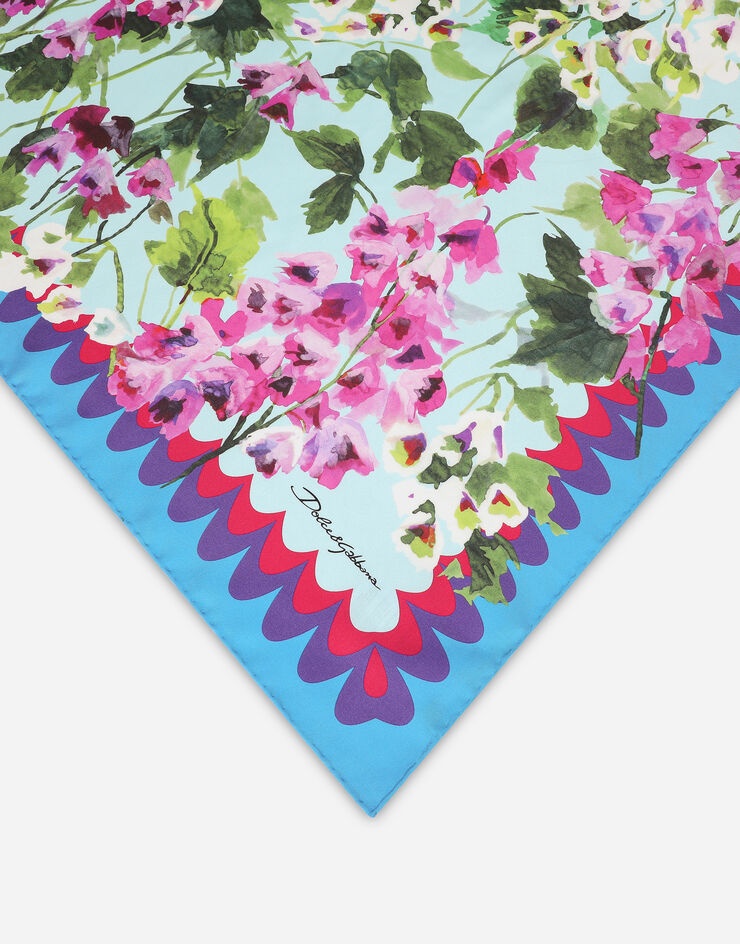 Bluebell-print twill scarf (90 x 90) - 2