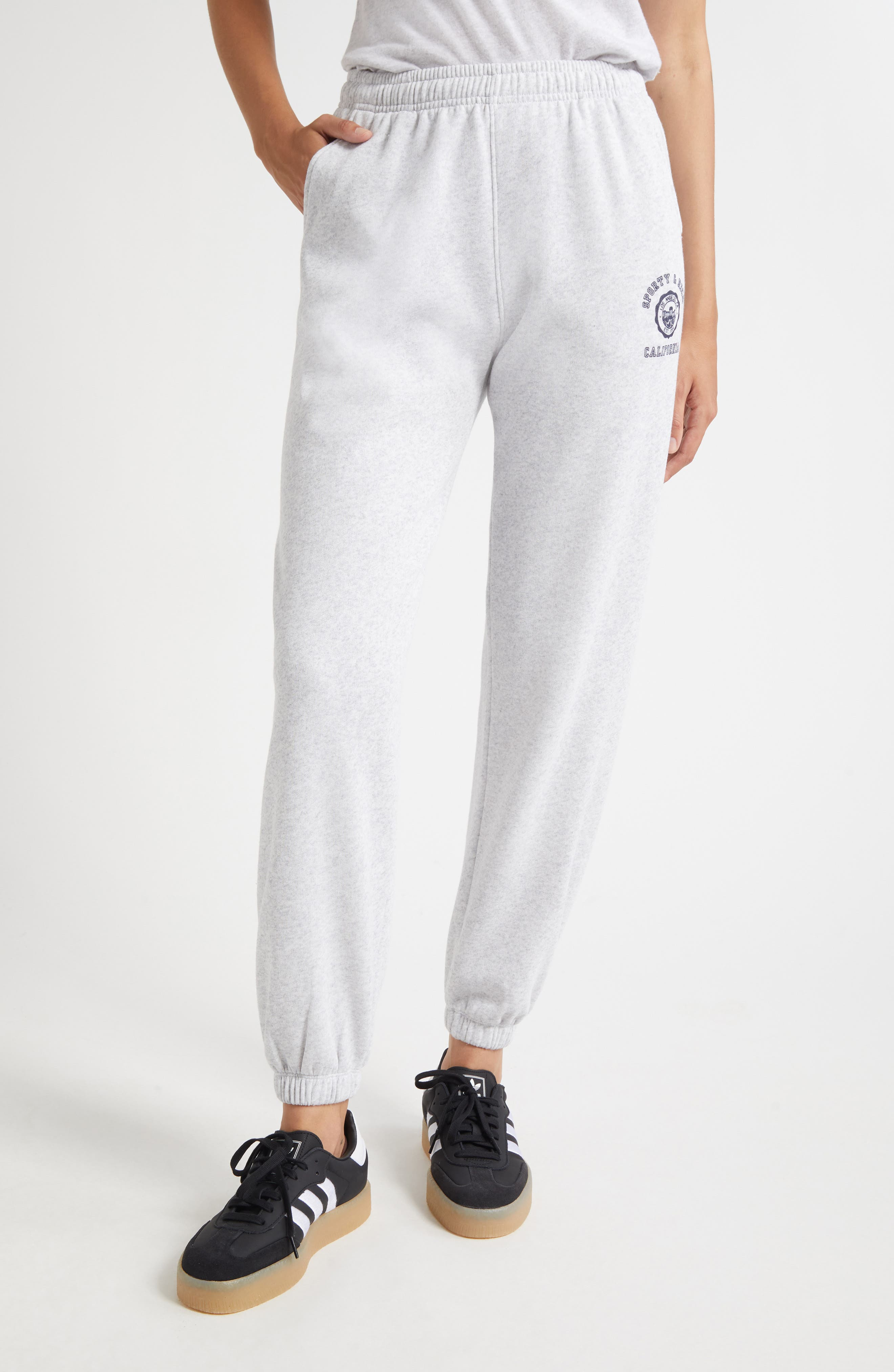 Sporty & Rich California Emblem Fleece Graphic Sweatpants in Heather Gray at Nordstrom - 1