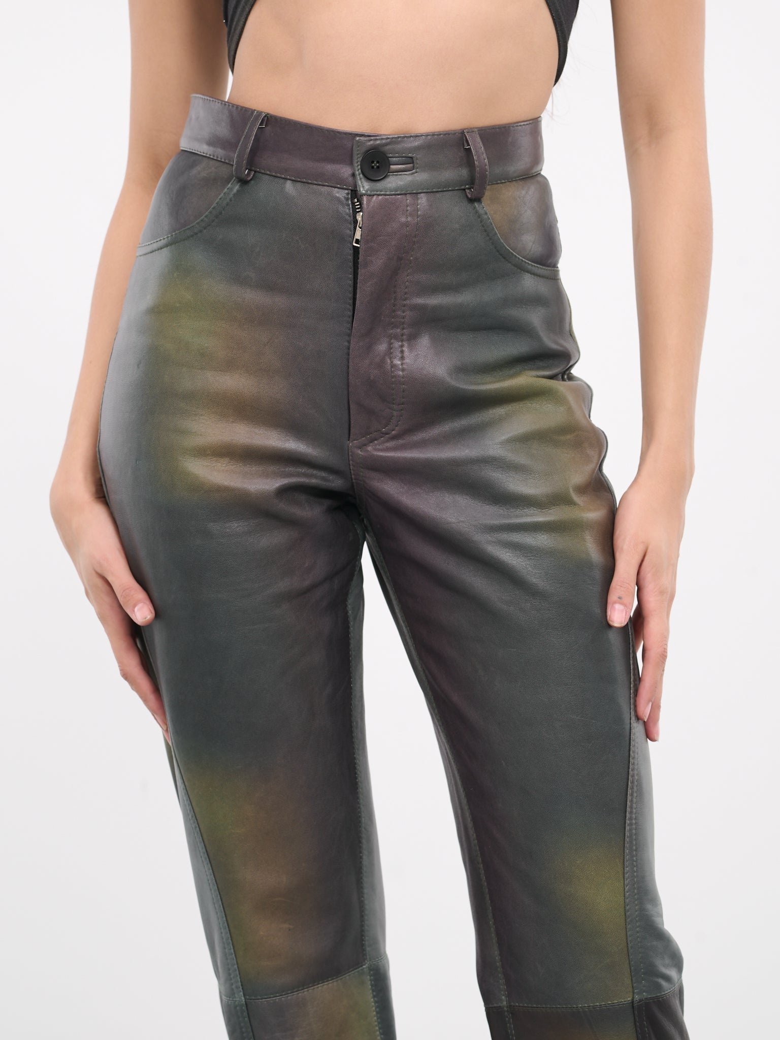 Printed Leather Pants - 4
