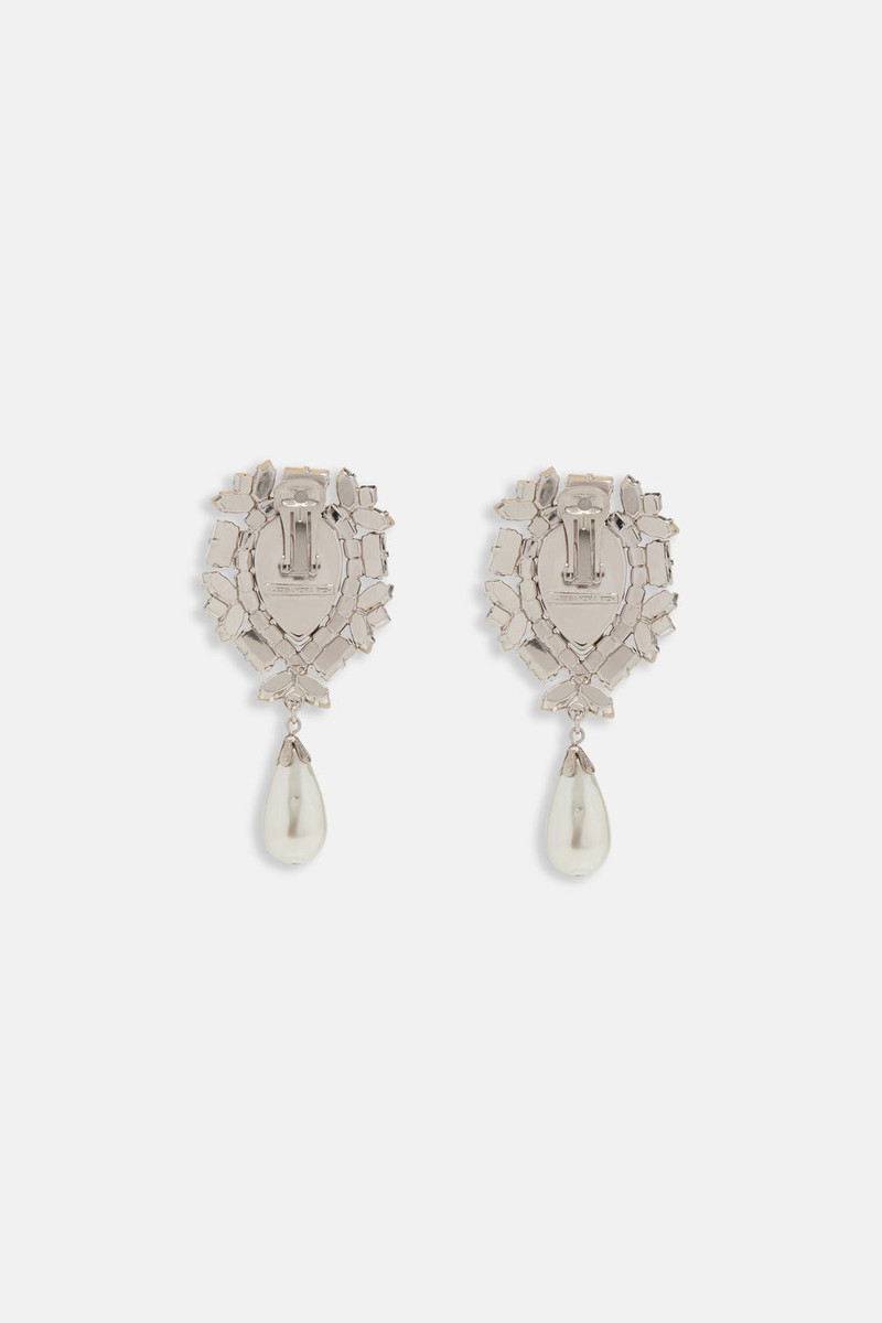 Alessandra Rich CRYSTAL EARRINGS WITH PEARL PENDANT outlook