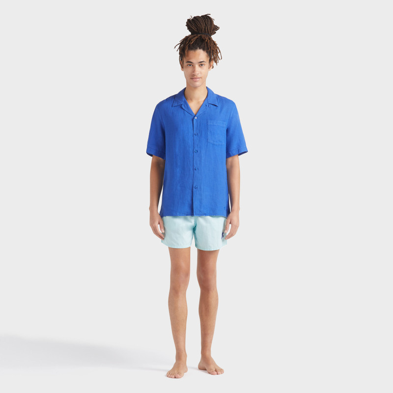 Vilebrequin Men Bowling Linen Shirt Solid outlook