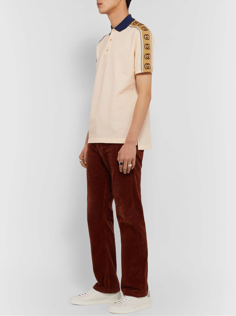GUCCI Logo-Jacquard Webbing-Trimmed Stretch-Cotton Piqué Polo Shirt outlook