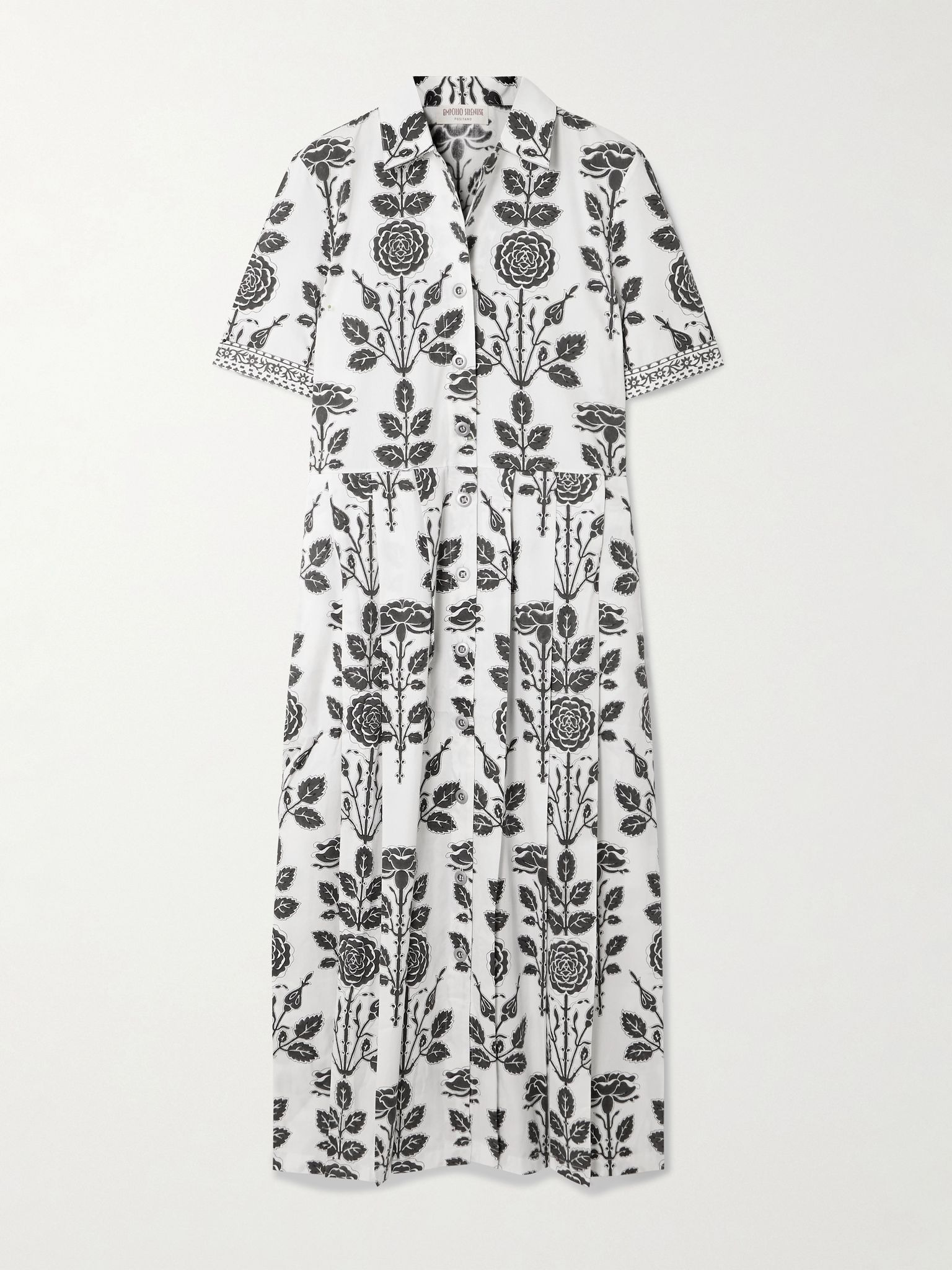 Claudia belted pleated floral-print cotton-twill midi dress Multi - 1