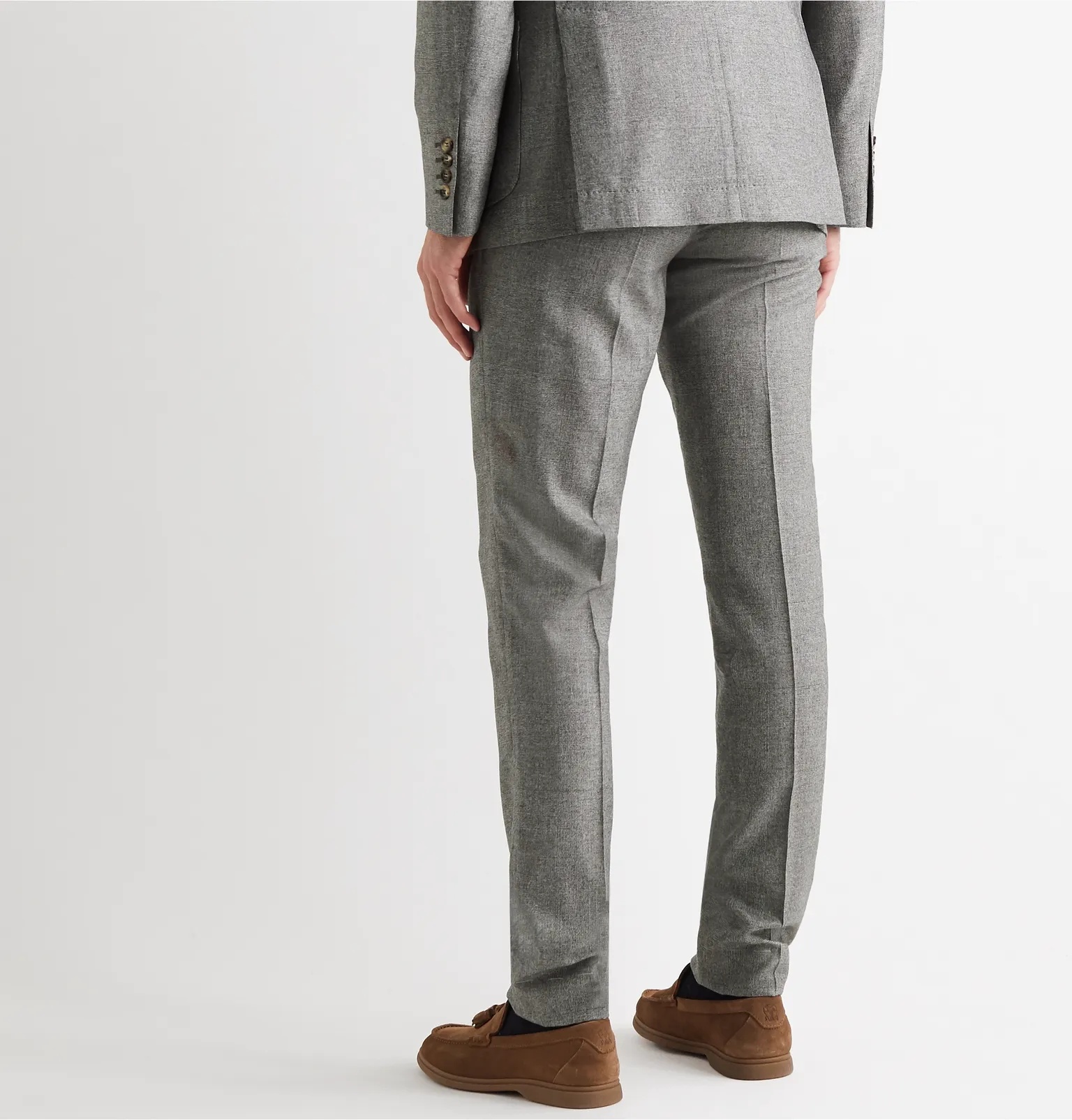 Tapered Prince of Wales Checked Cashmere and Silk-Blend Suit Trousers - 4