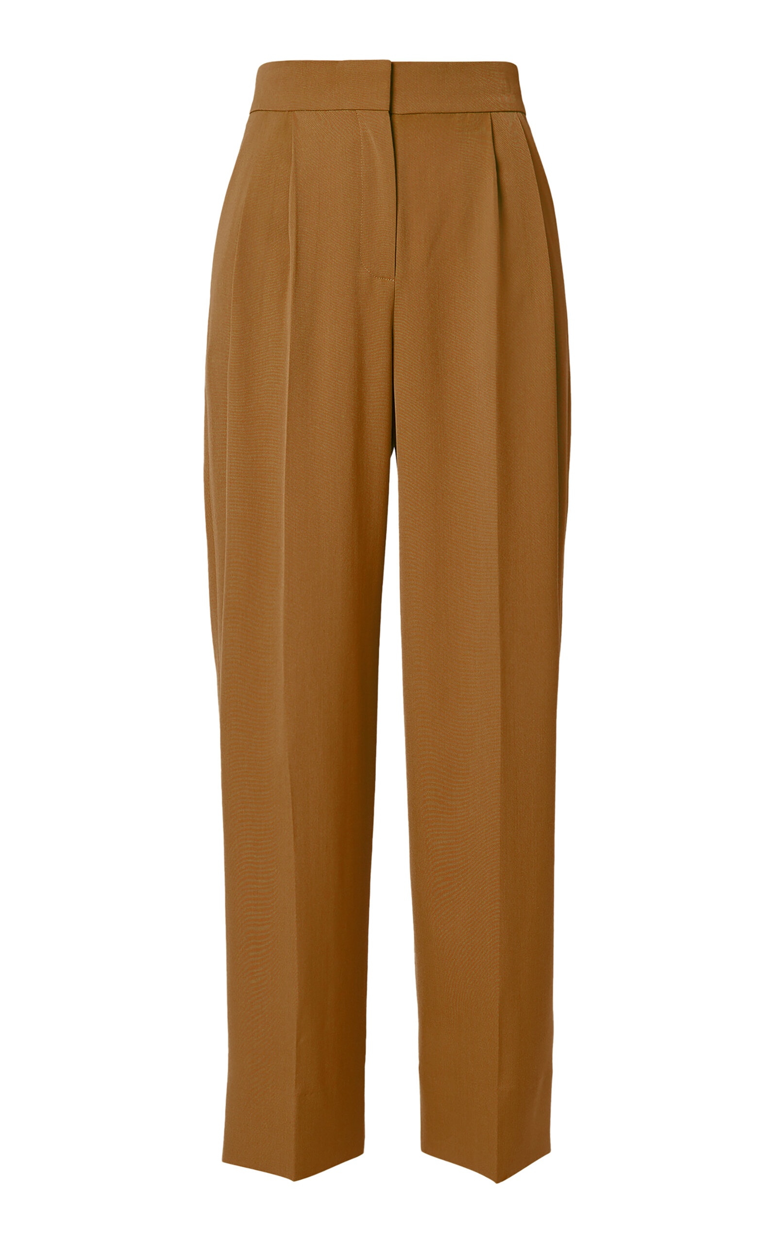 Pleated Wool-Blend Wide-Leg Pants brown - 1