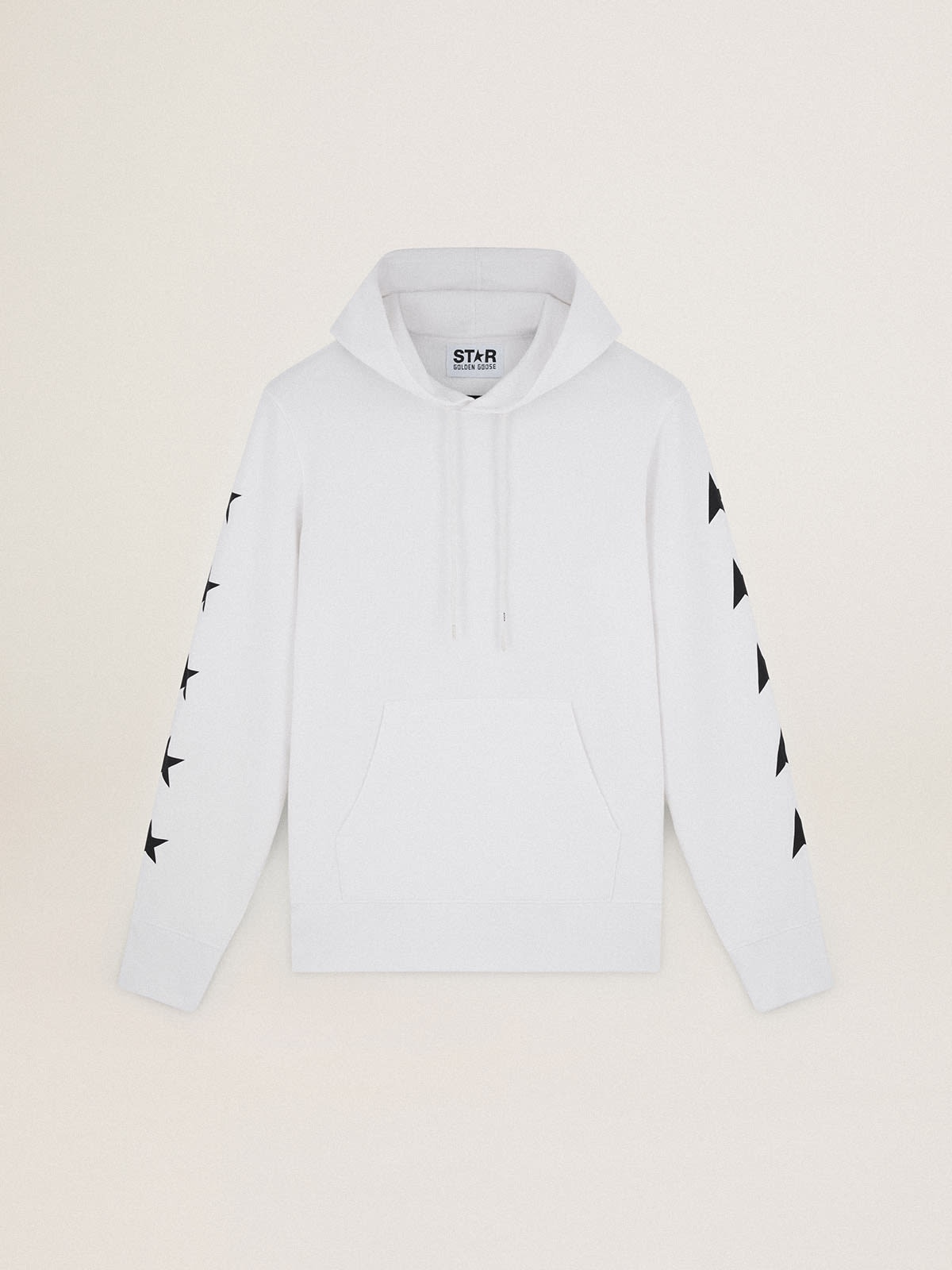 Alighiero Star Collection hooded sweatshirt in vintage white with contrasting black stars - 1
